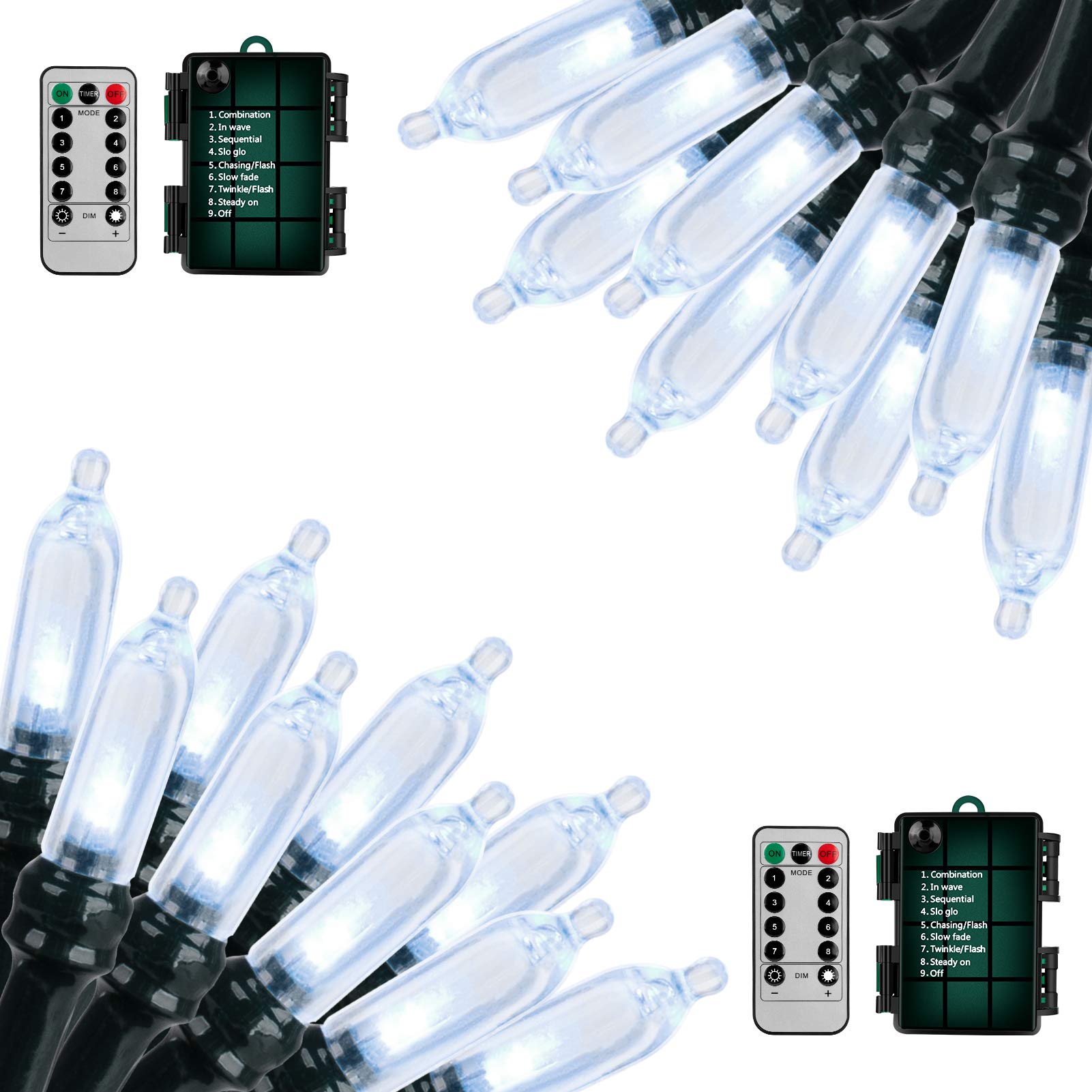 18ft Battery Operated LED String Lights - 50 Cool White Waterproof Outdoor Christmas Lights with Remote & Timer for Garden, Party, Patio, Wedding, and Indoor Holiday Decorations - Perfect for Backyard, Porch, and Festive Events