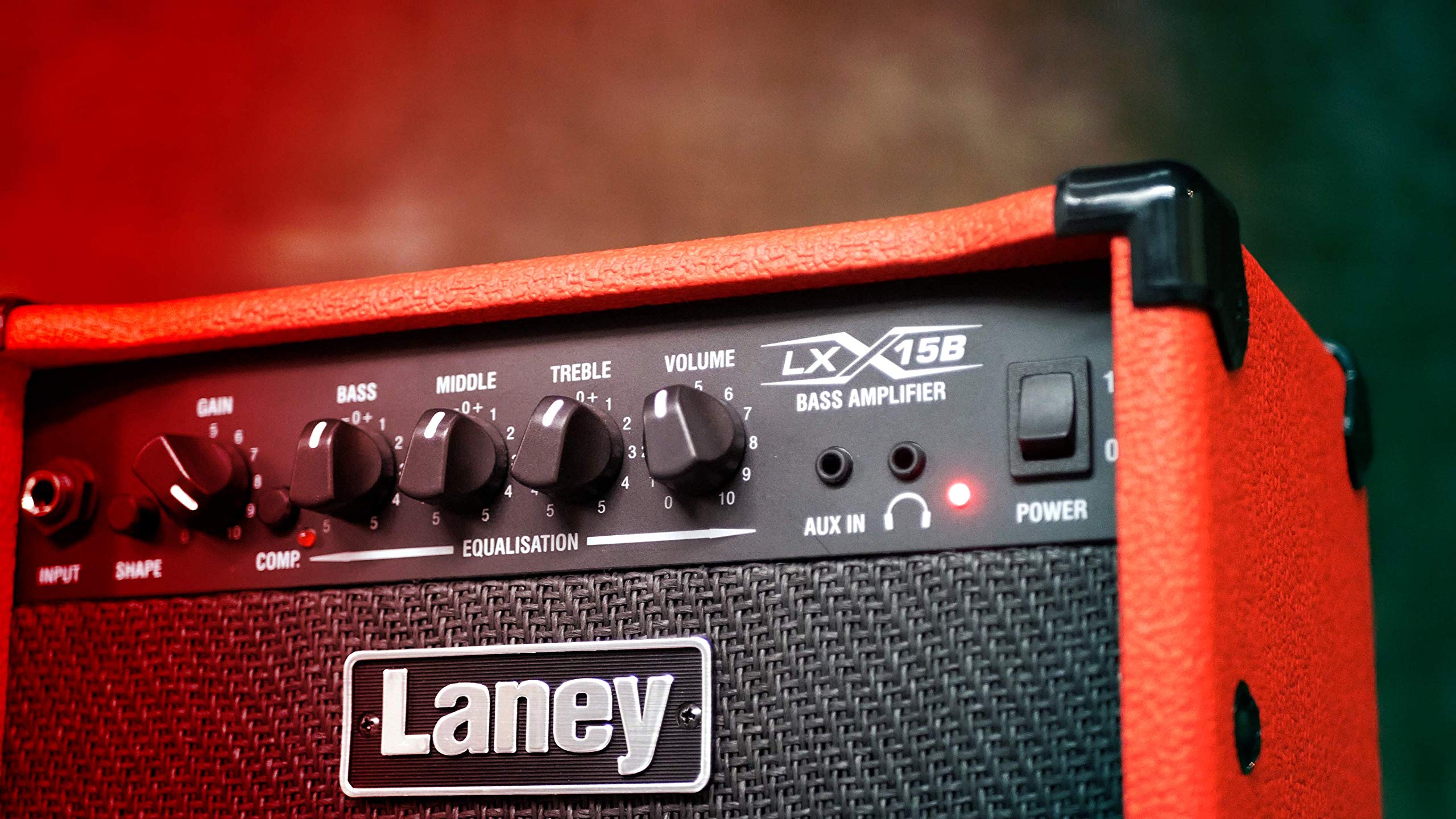 Laney LX15B-RED 15W Bass Guitar Combo Amplifier with 2x5