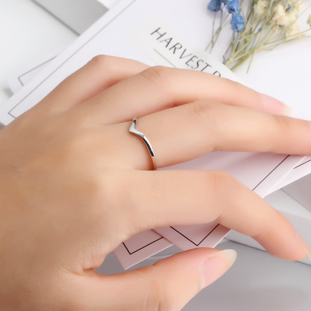 Jude Jewelers Stainless Steel Pointed Chevron Classic Simple Plain Statement Promise Ring for Women - Elegant Gift for Anniversary, Engagement & Couples