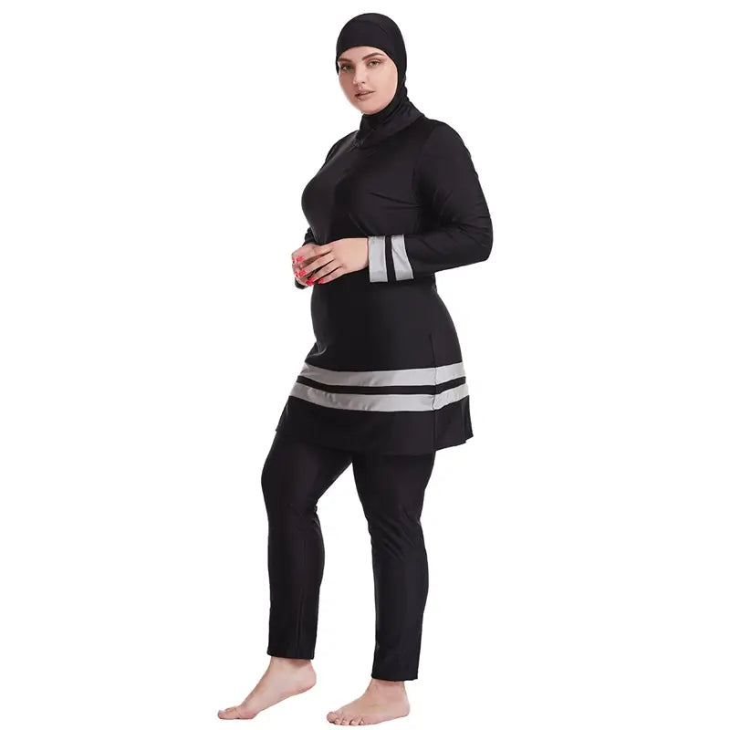 Plus Size Halal Swimwear for Women - Modest 3 Piece Burqini Swimsuit Set | Full Coverage Islamic Beachwear for Swimming, Surfing & Water Activities