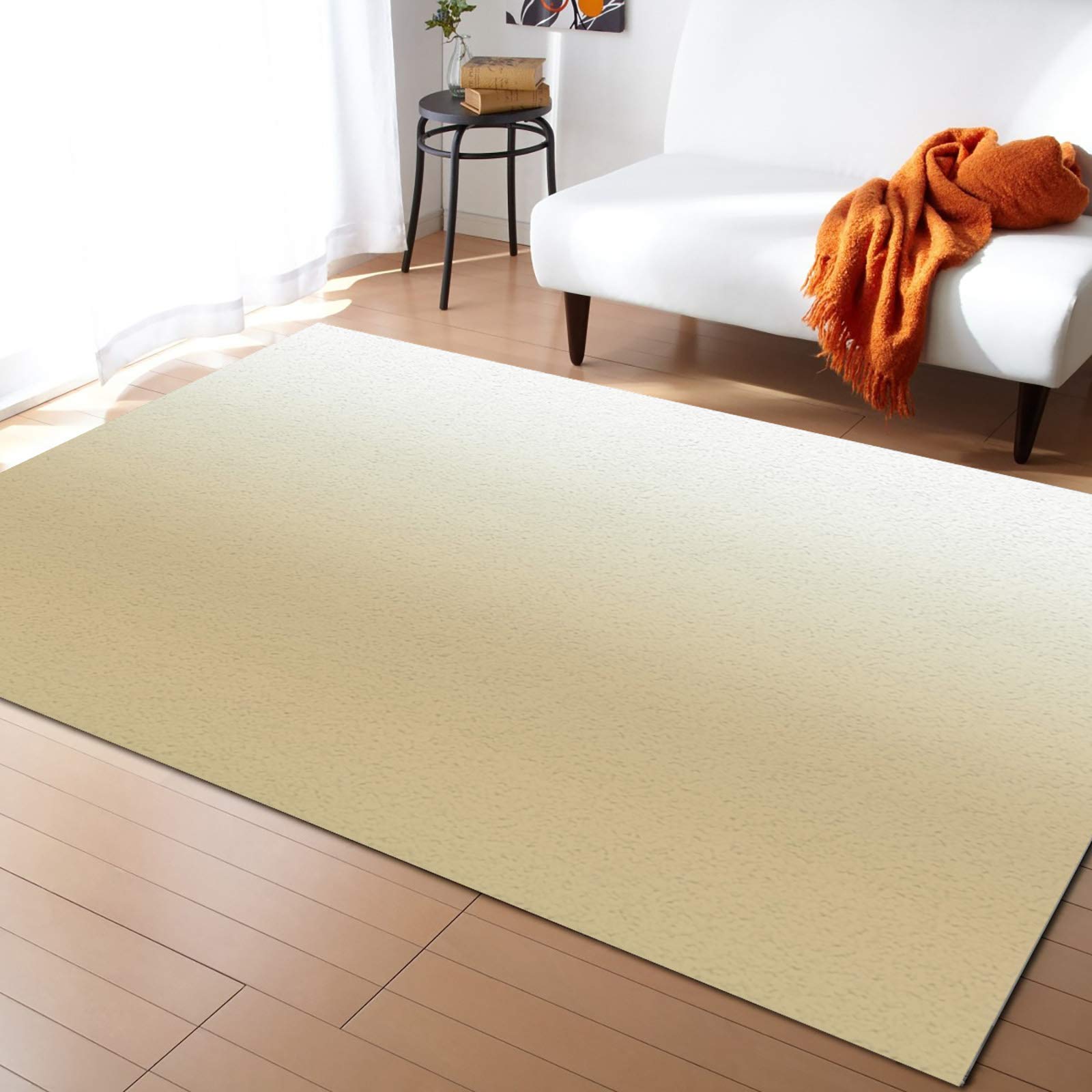 LBDecor 4x6ft Large Non-Slip Area Rug - Yellow Ombre Farmhouse Style for Living Room, Bedroom, Hallway | Indoor/Outdoor Nursery Decor with White Texture | Perfect for Home, Office & Dorm