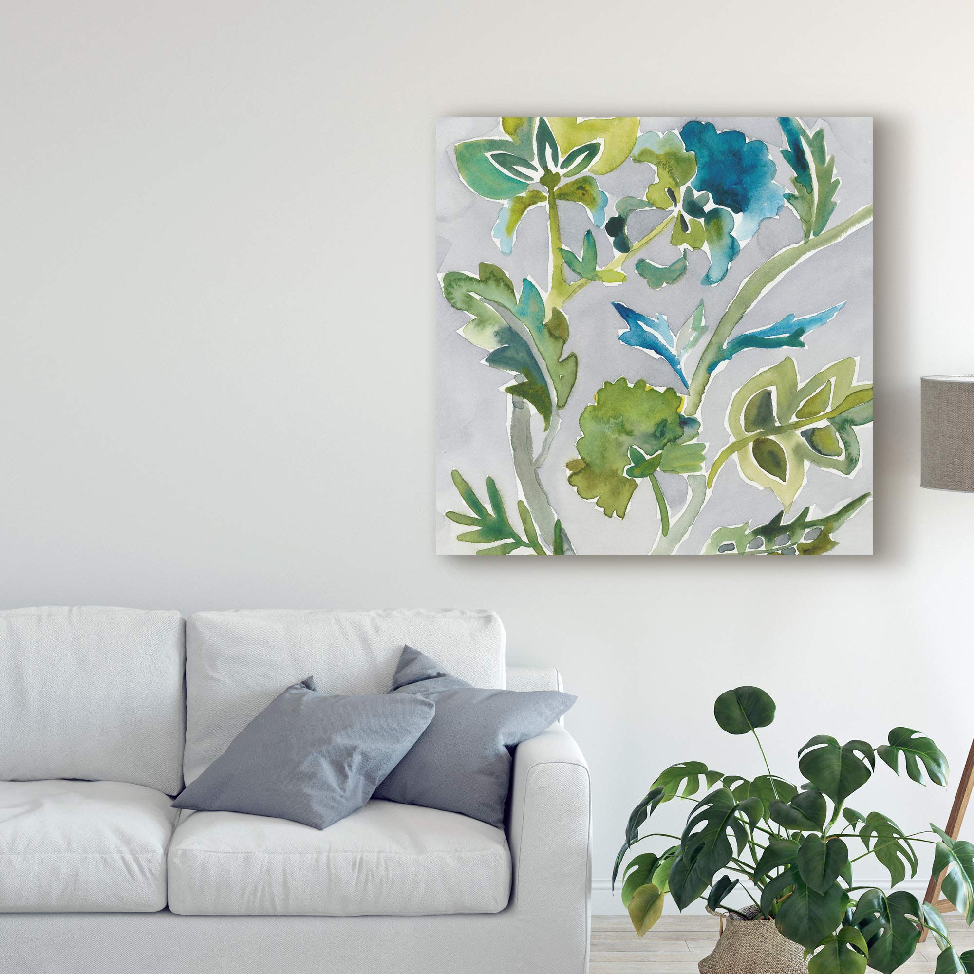 Trademark Fine Art - 18x18 Batik Vines I by Chariklia Zarris - Handmade Wall Art for Living Room, Bedroom & Office Decor