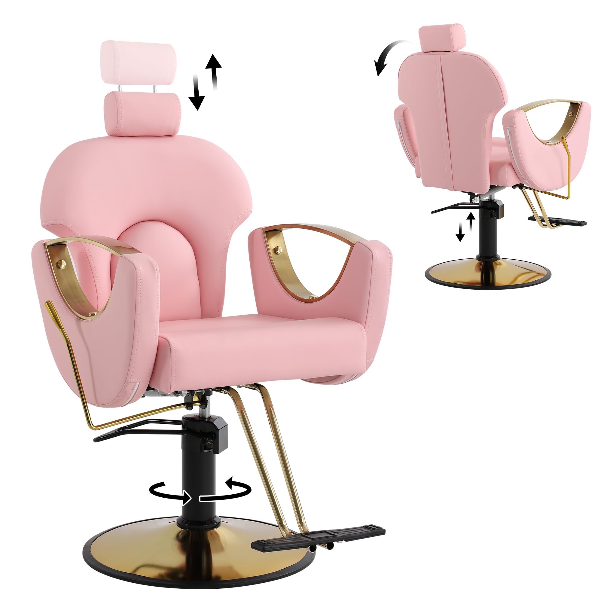 Professional Salon Chair for Hair Stylists & Barbers - Adjustable Hydraulic Barber Chair with Headrest, Extra Thick Cushion & Heavy-Duty Steel Frame | Perfect for Hair Salons, Barber Shops & Home Use