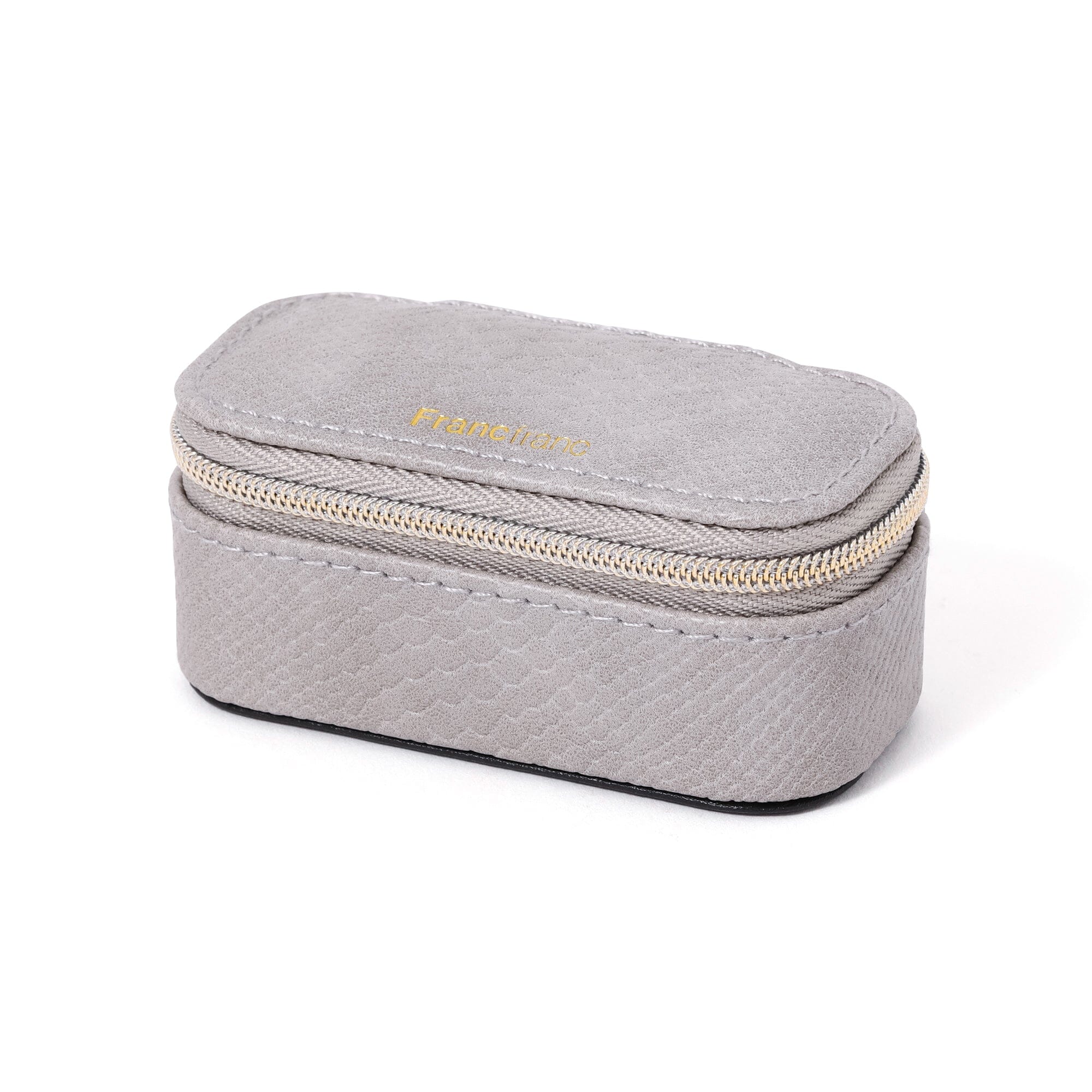 Flavia Mini Travel Jewelry Box - Compact Grey Jewelry Organizer for Necklaces, Rings & Earrings - Perfect for Vacation, Business Trips & Gifts