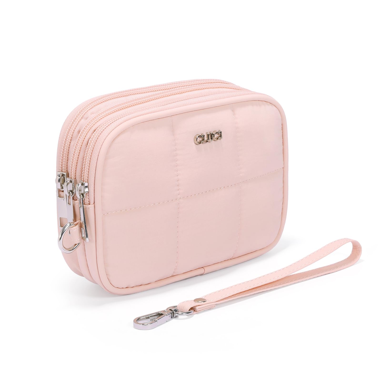 CLUCI Women's Large Capacity Puffer Wristlet Wallet - 3-Zipper Nylon Quilted Clutch Purse for Everyday Use, Travel & Shopping