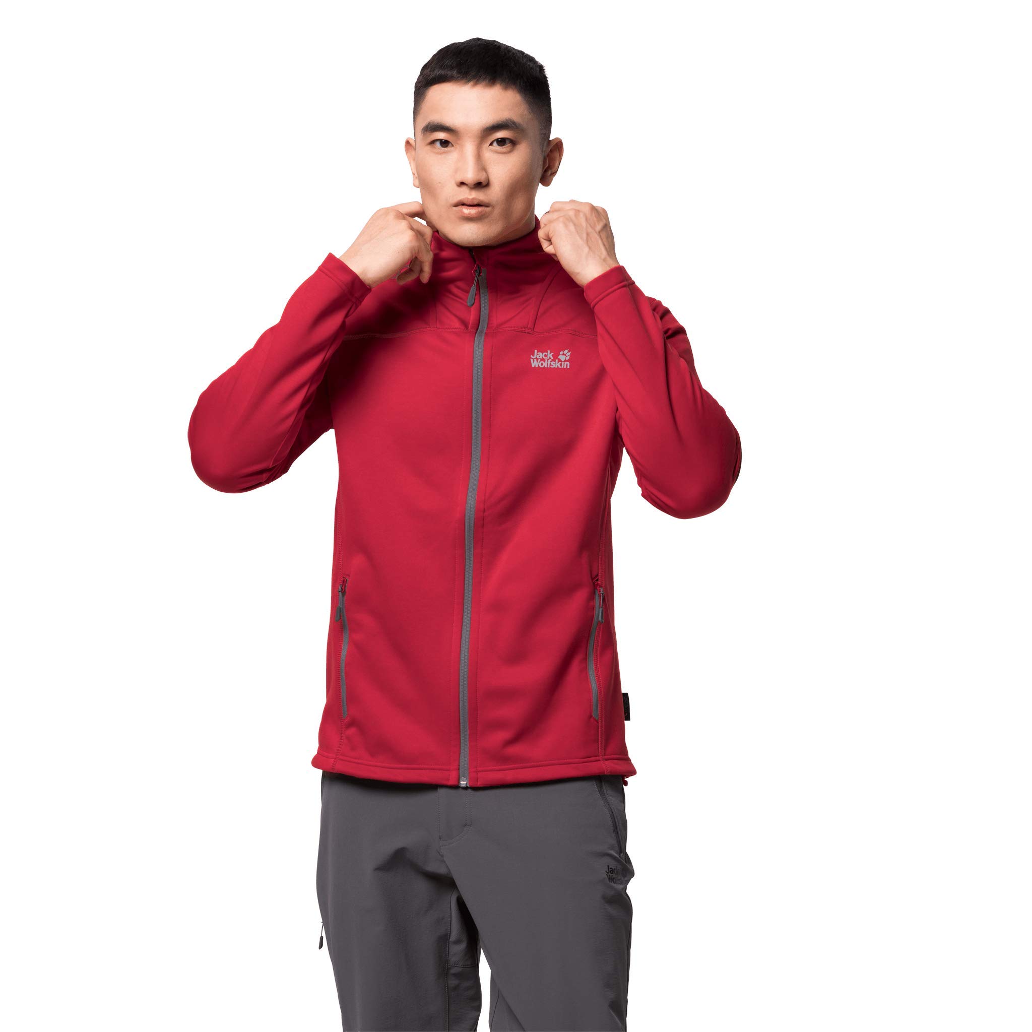 Jack Wolfskin Men's Horizon Jacket - Lightweight Waterproof Hiking Jacket for Outdoor Adventures (Red Lacquer, Size L) - Perfect for Camping, Trekking & Mountain Climbing