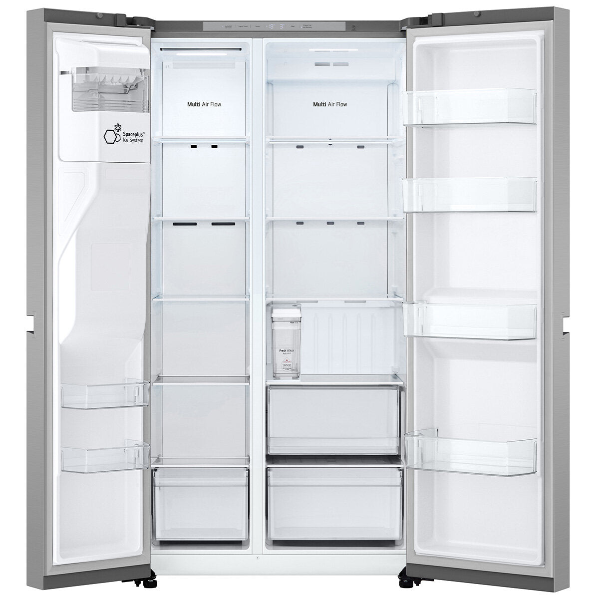 LG 641L Side by Side Refrigerator with Non-Plumbed Ice & Water Dispenser - Stainless Steel (Model GS-N599PL) - Perfect for Large Families & Open-Concept Kitchens