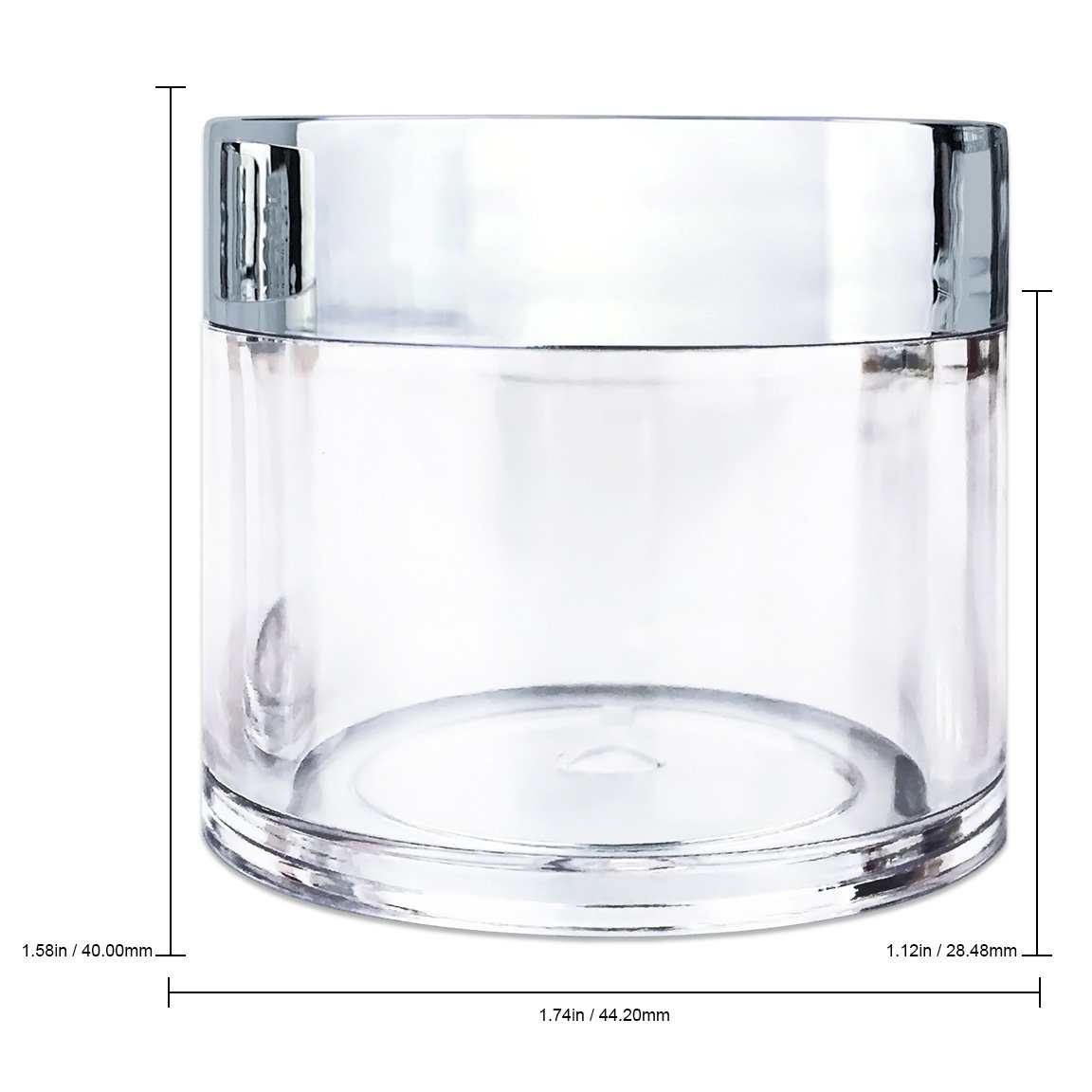 Beauticom 30G/30ML (1 Oz) Round Clear Plastic Jars with Flat Top Lids - BPA Free Food Storage Containers for Herbs, Spices, Loose Leaf Tea, Coffee, Cosmetics & DIY Crafts (24 Pack, Silver) - Perfect for Kitchen Pantry Organization & Small Item Storage
