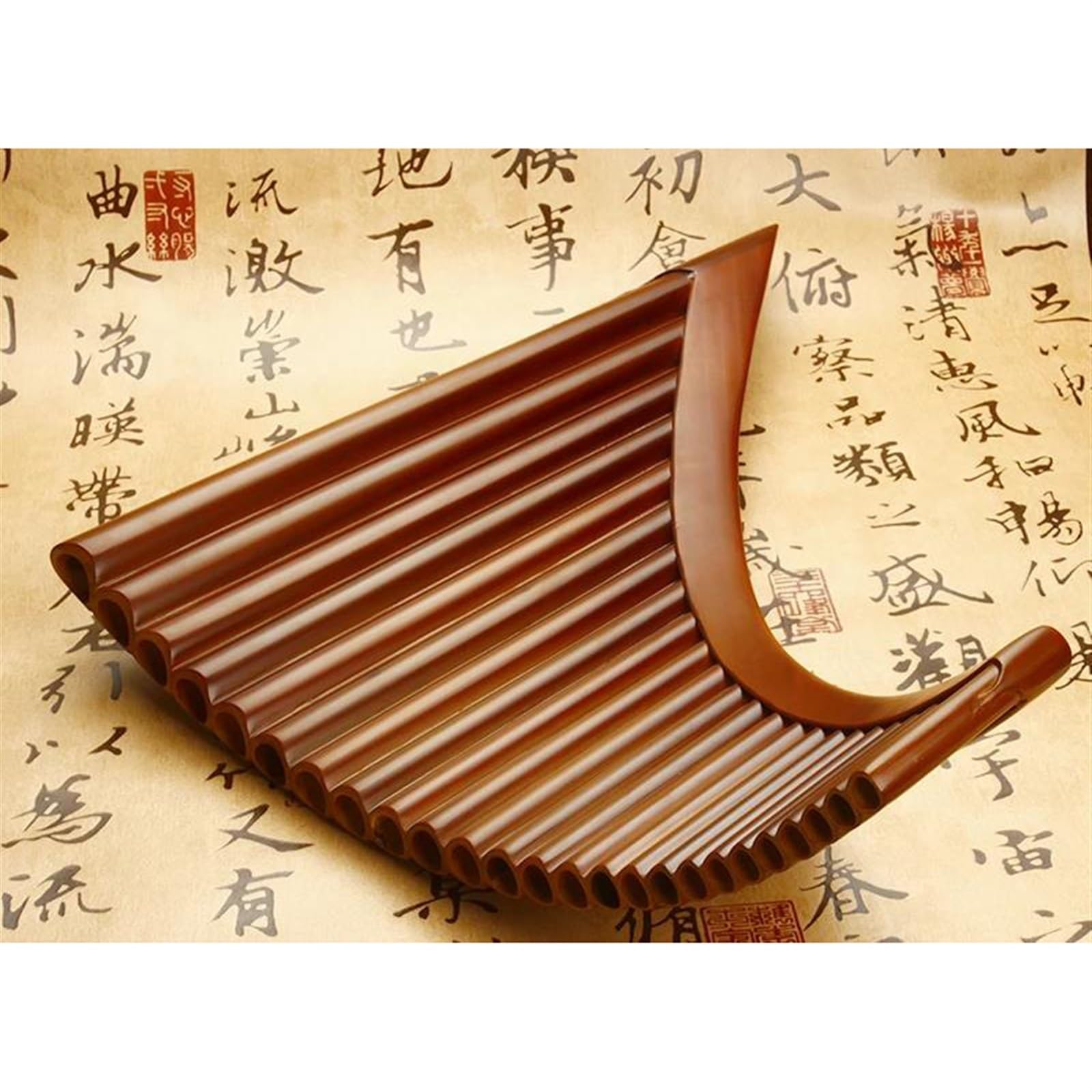 Handmade Pan Flute, 25-Pipe Wooden Wind Instrument, Traditional Chinese Musical Instrument, Professional Panpipe (Right Color) - Perfect for Folk Music, Meditation, and Cultural Performances
