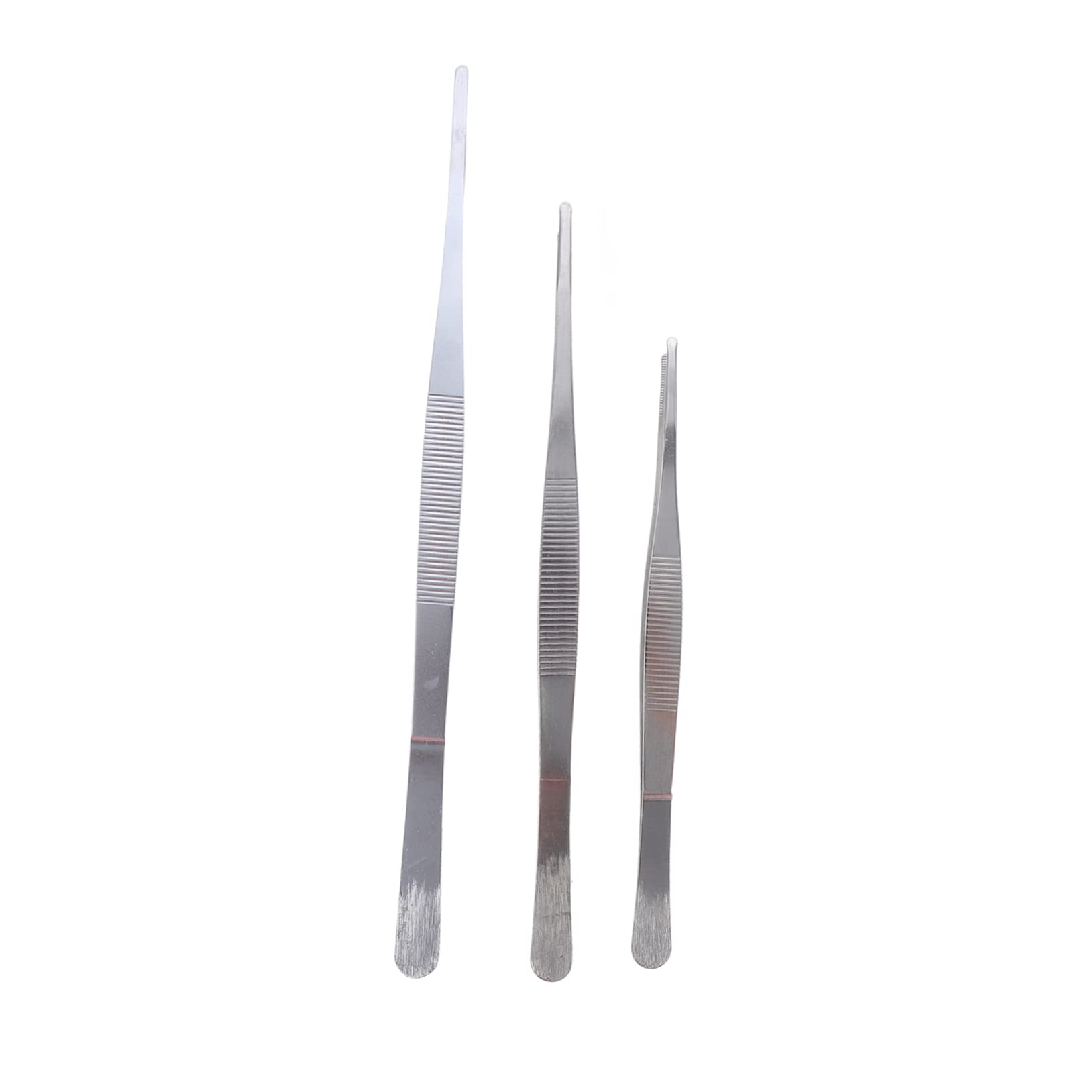 iplusmile 3-Piece Makeup Tool Set - Stainless Steel Eyelash Tweezers with Flat & Straight Tips for False Lashes Application, Bead Selection & Makeup Cleaning (Universal Use for Home & Professional Makeup)