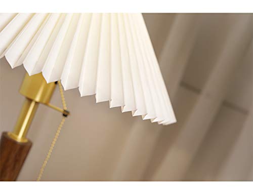 Nordic Brass Bedside Table Lamp - Solid Wood Base, European-Style Retro Design with Japanese Pleated Shade for Bedroom, Living Room, Dining Room & Hallway - Perfect for Cozy Nights and Elegant Home Decor