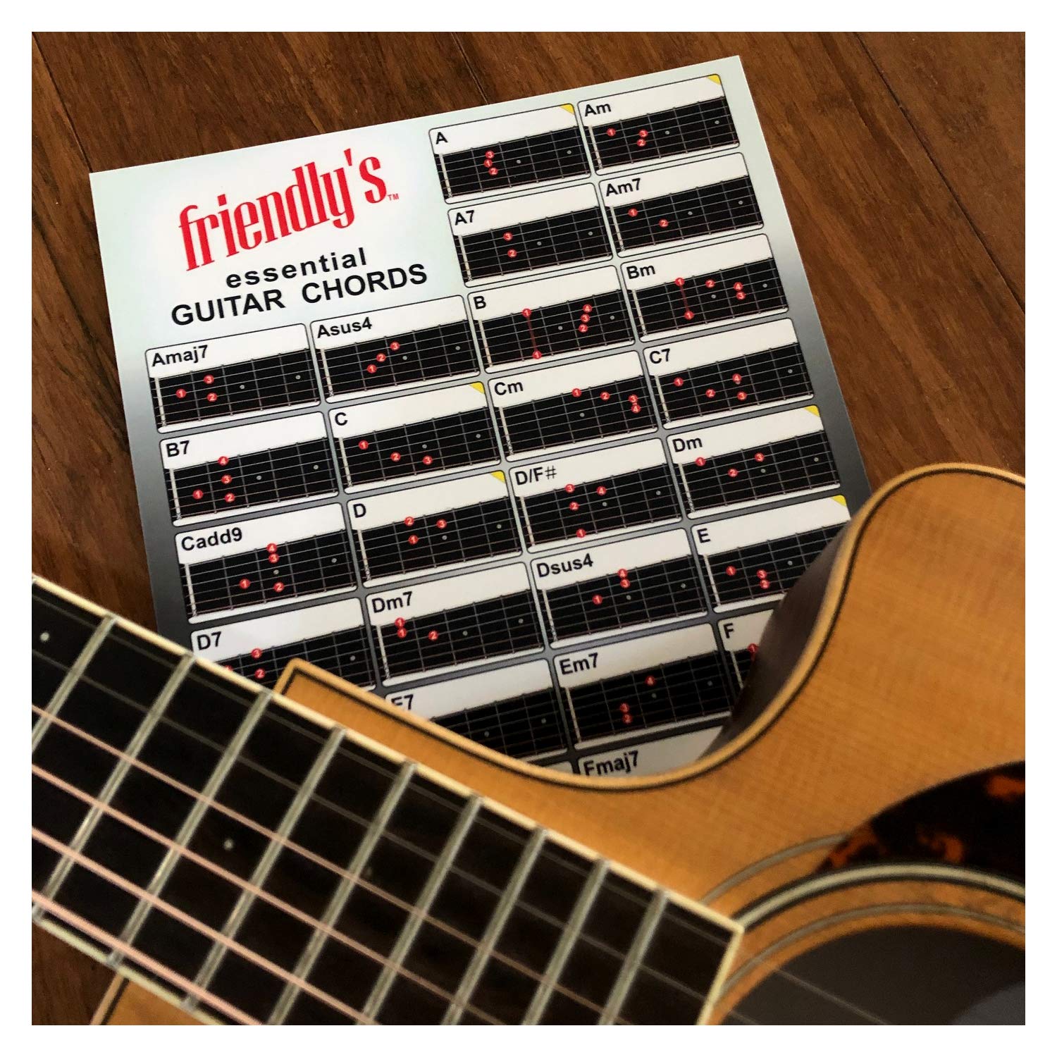 Guitar Chord Chart - Essential Guitar Cheat Sheet with Most Common Chords | 8.5x11 Inch Durable Laminated Low-Glare Sheet | Perfect for Beginners & Practice Sessions | Portable Guitar Learning Tool for Home, Studio & Travel