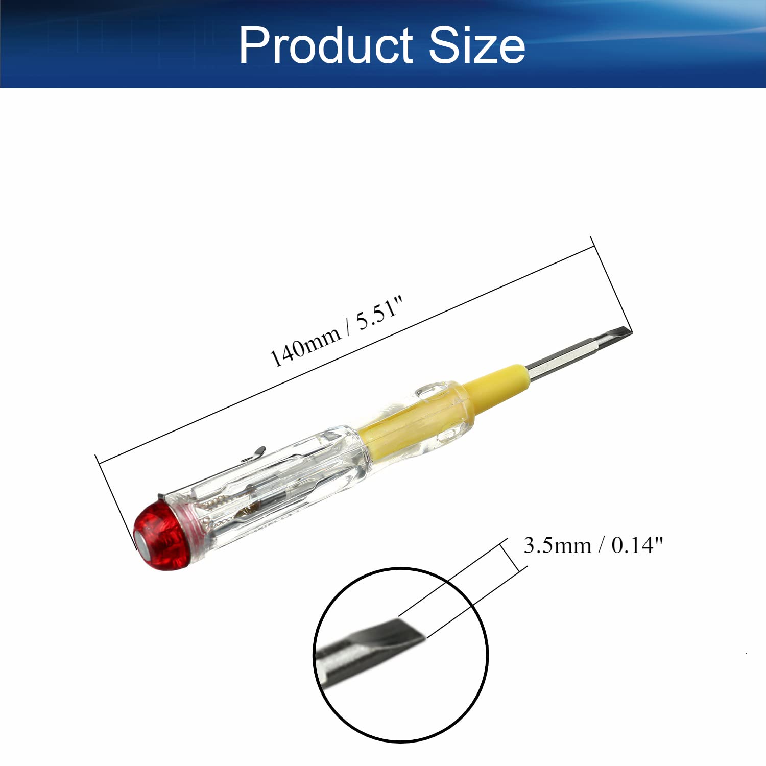 Heyiarbeit 5-Piece Voltage Tester Kit - AC/DC 100-500V Electrical Tester Pen with 3.5mm Slotted & Phillips Screwdriver Tips - Circuit Tester for Home Wiring, Outlet Testing & DIY Electrical Projects