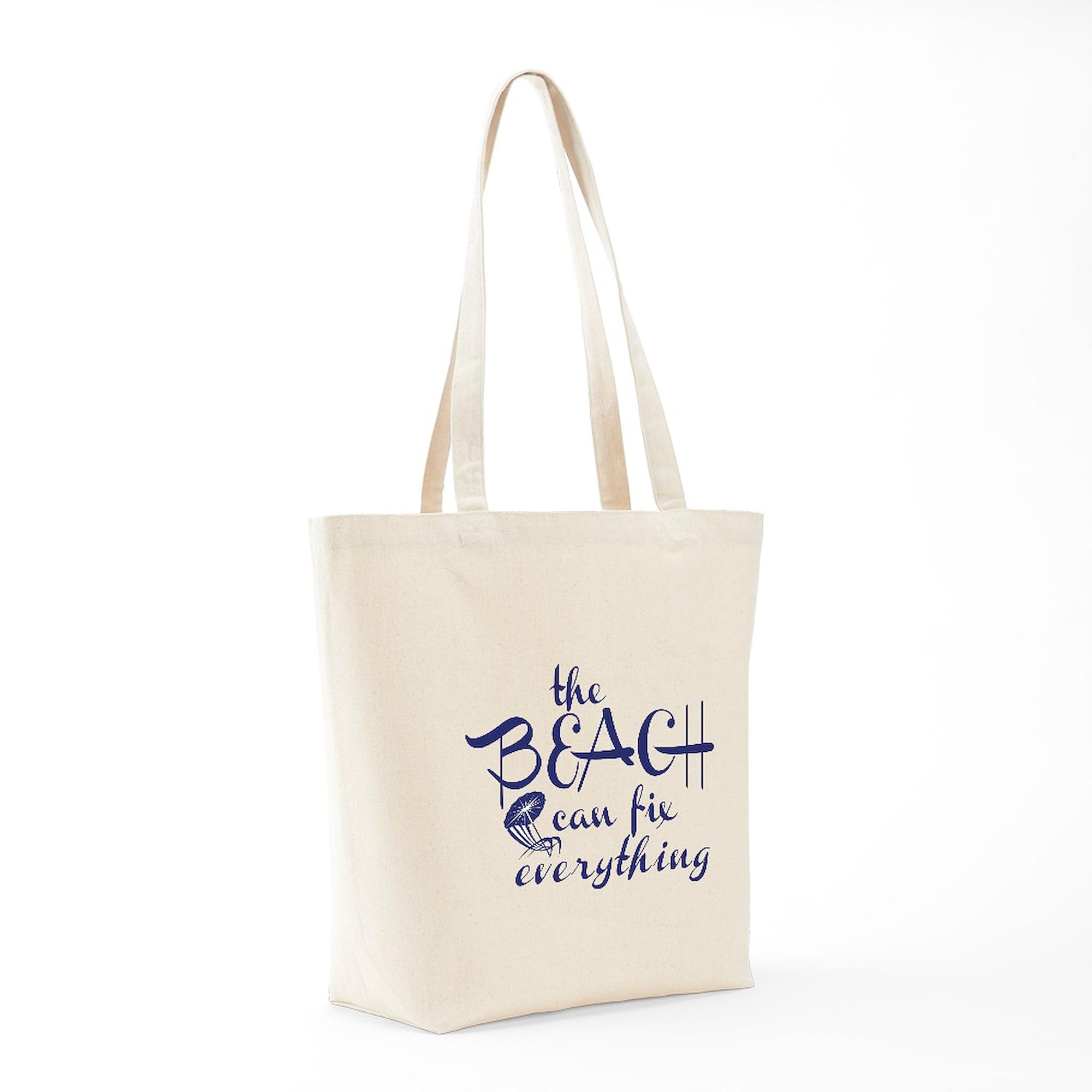 Stylish Natural Canvas Tote Bag - The Beach Can Fix Everything - Eco-Friendly Reusable Shopping Bag for Beach Trips, Groceries & Daily Use