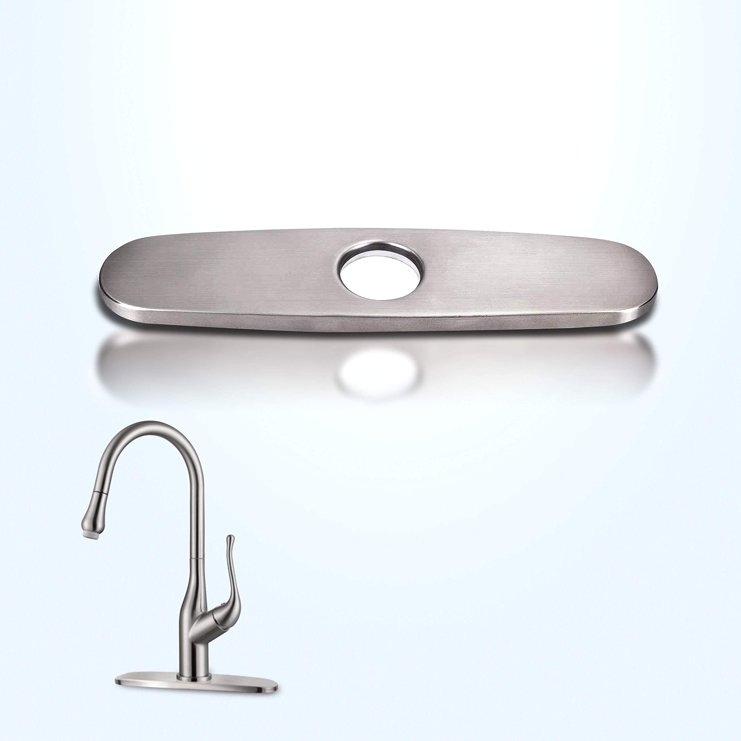 10 Inch Stainless Steel Hole Cover Deck Panel - Brushed Nickel Bathroom & Kitchen Sink Faucet Escutcheon - Single Hole Mixer Faucet Cover Plate for Vessel Sinks - Perfect for Oval Cutouts in Countertops & Vanities