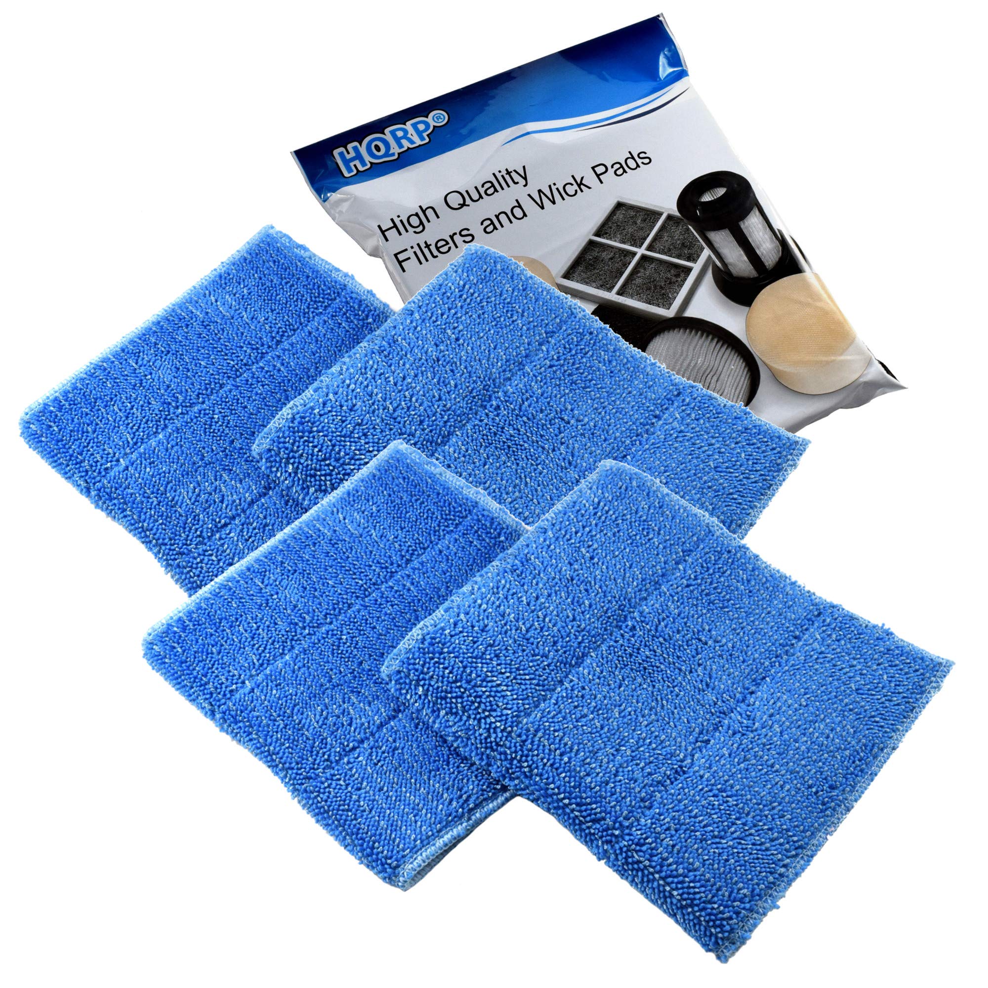 HQRP 4-Pack Washable Microfiber Steam Mop Pads - Compatible with HAAN RMF2X/RMF4X/RMF2/RMF4/RMF2P/RMF-2X/RMF-4X - Replacement Pads for FS, SI & MS Series Steam Cleaners - Perfect for Hardwood Floors, Tile & Laminate Cleaning