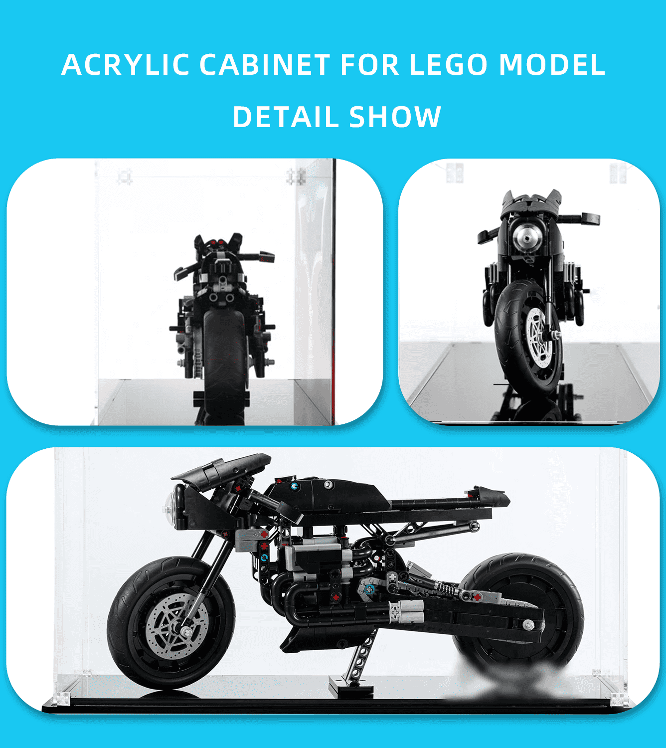 LEGO Technic The Batman Batcycle 42155 Display Case - Premium Acrylic Showcase for Collectible Model - Perfect for Home Decor, Office Display & Gift for LEGO Fans