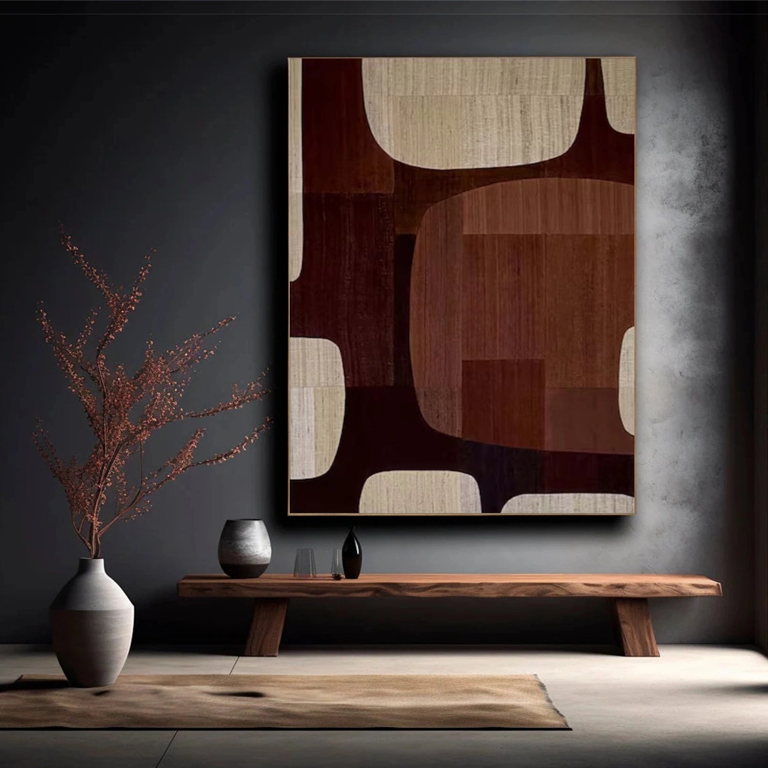 Beige & Brown Abstract Wall Art Print #BB140 - Modern Home Decor for Living Room, Bedroom & Office