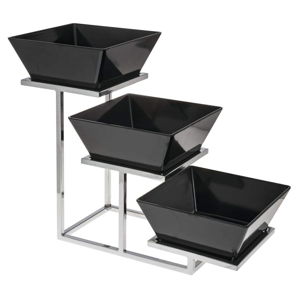 Hubert Cerve Collection Chrome 3-Tiered Buffet Stand for Bowls - 8
