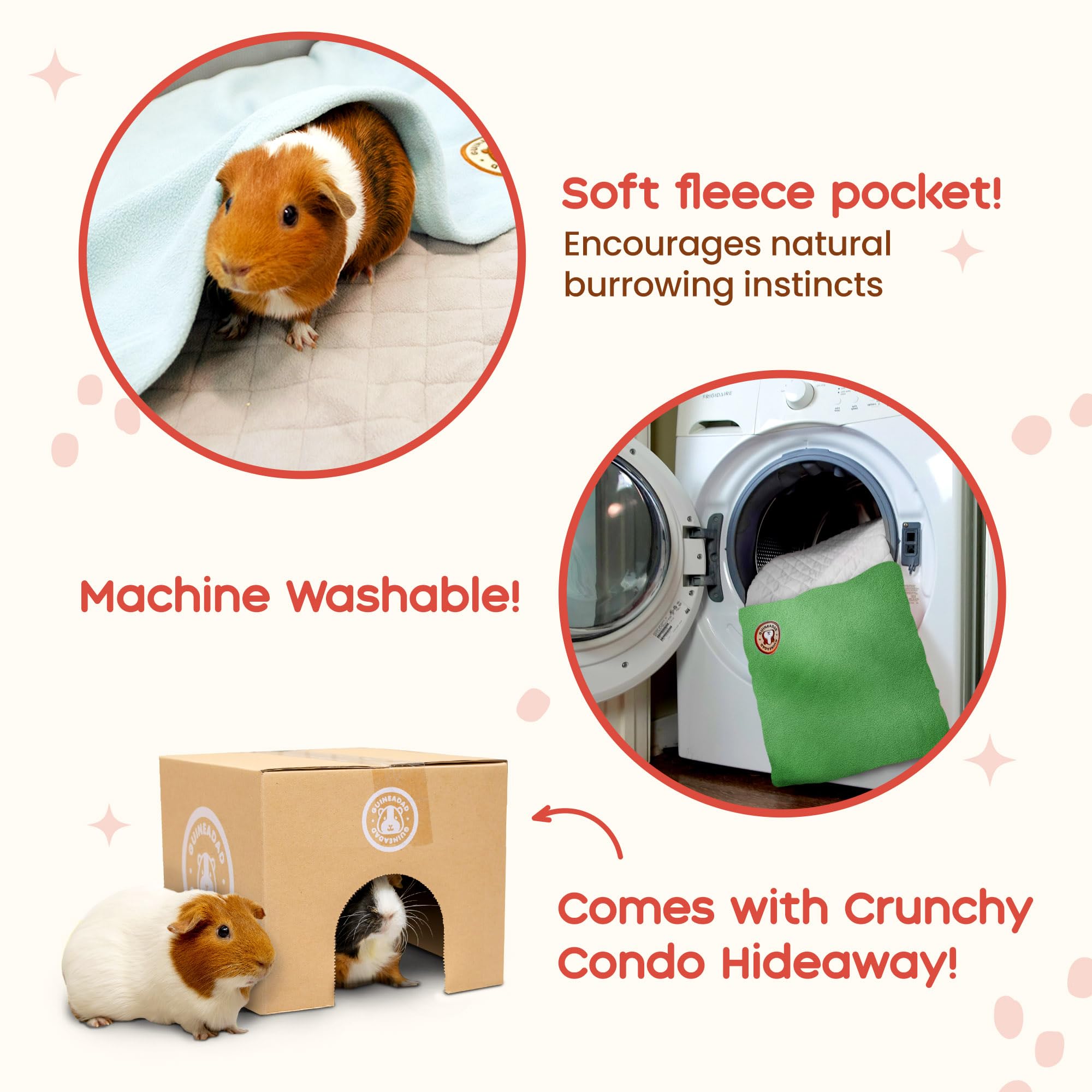 GuineaDad Original Fleece Guinea Pig Cage Liner - Reusable, Absorbent & Waterproof Small Pet Bedding with Burrow Pocket | Yellow Fleece Mat for Guinea Pigs, Rabbits & Small Animals | Perfect for Cages, Playpens & Travel Carriers