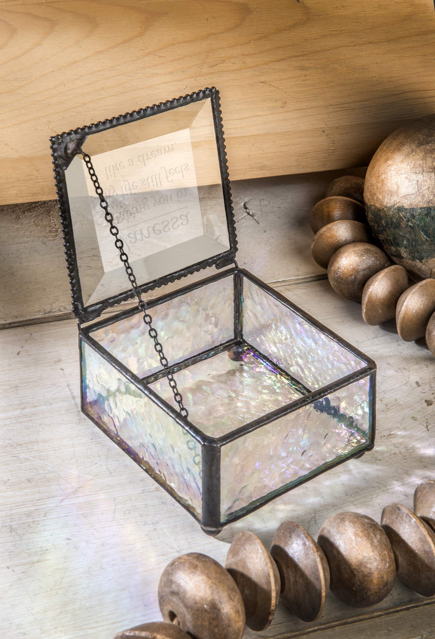 Personalized Engraved Glass Jewelry Box for Wife & Girlfriend - Clear Iridescent Keepsake Gift for Birthday, Anniversary - Ring & Trinket Display Case - Perfect for Wedding Proposals, Valentine's Day & Special Occasions