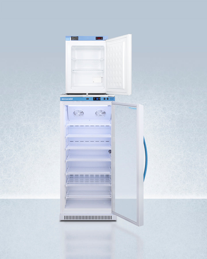 Accucold 24 Inch Wide All Refrigerator and Freezer Combo - ARG8PV FS30LSTACKMED2 - Perfect for Home, Office, or Commercial Kitchen Use