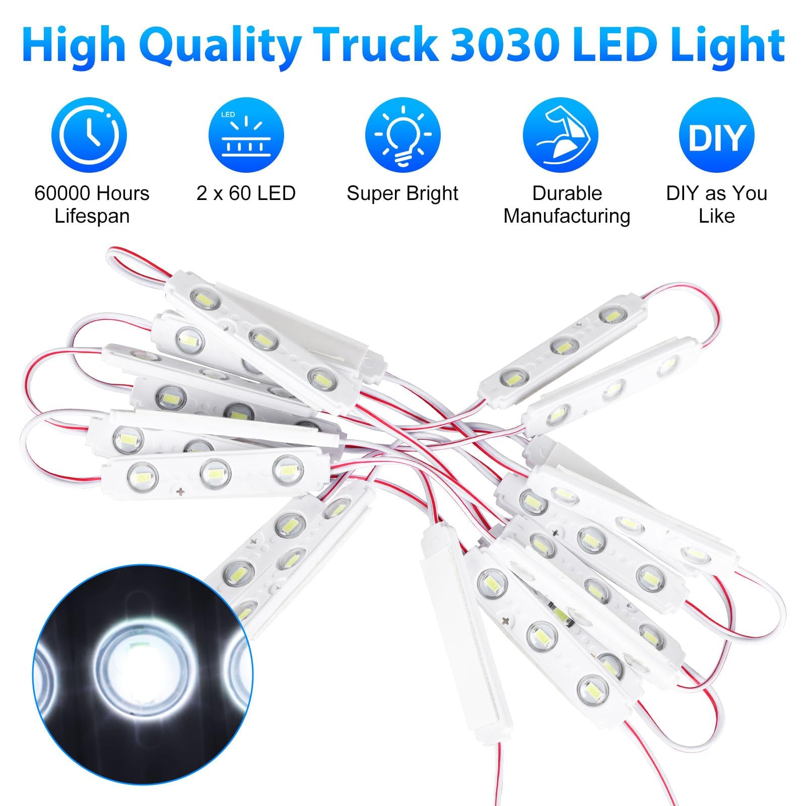 Linkstyle 12V 120 LEDs Van Interior Light Kit - 12V LED Strip & 40 Module Ceiling Lights for Cars, Trucks, Vans & Vehicles | Interior Lighting Upgrade for Campers, RVs & Work Trucks