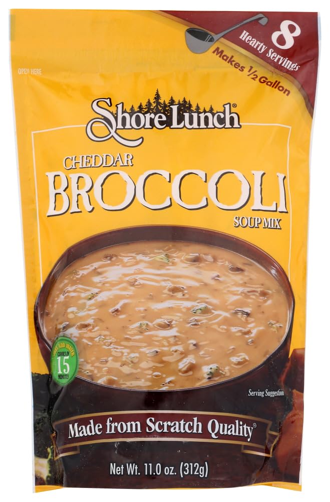 Shore Lunch Cheddar Broccoli Soup Mix - 11 Oz (Pack of 3) | Easy Homemade Soup | Quick Meal Solution for Camping, Hiking & Family Dinners
