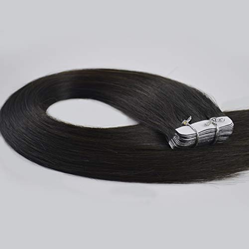 Premium 100% Remy Human Hair Tape-In Extensions 40pcs (100g, 2.5g/pc) 28 Inches 1B Brazilian Hair for Length & Volume - Perfect for Weddings, Parties & Daily Styling