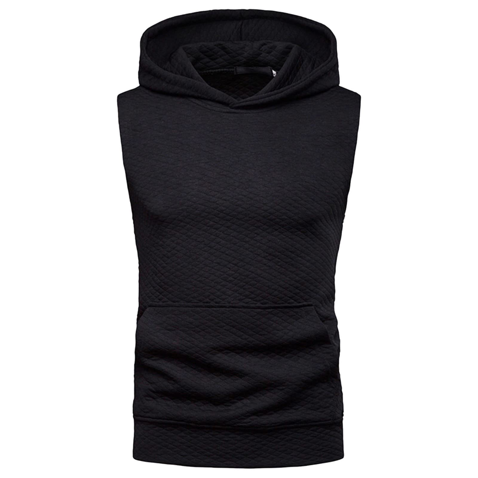 OSTELY Men's Plaid Hooded Tank Top - Sleeveless Athletic Shirt with Pocket for Gym, Running & Casual Wear | Breathable Workout Vest for Summer Outdoor Activities