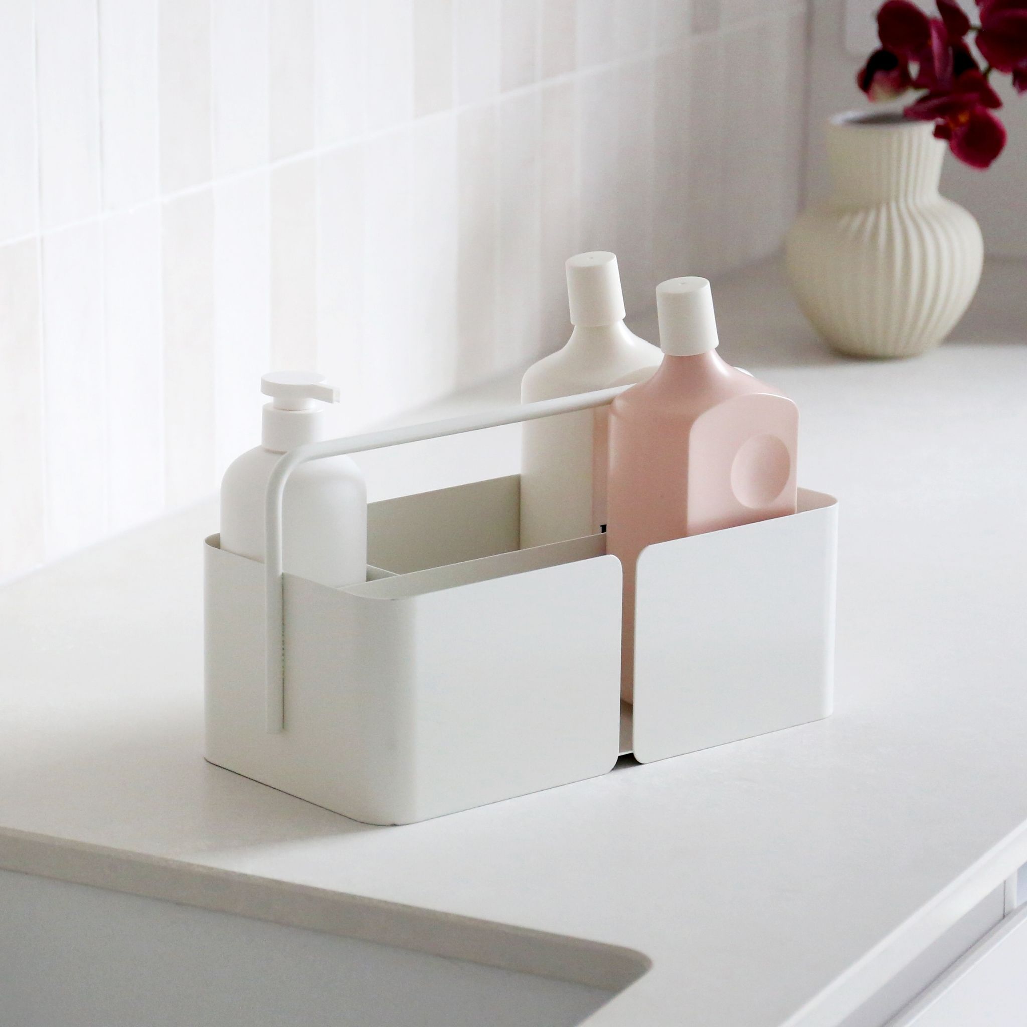 DESIGNSTUFF The Carry All Caddy and Storage Box - White Organizer for Home, Office, Bathroom & Car Organization | Multi-Purpose Storage Solution
