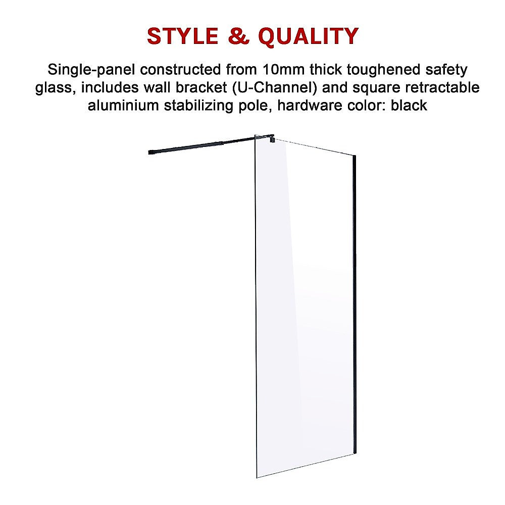 Frameless 10mm Tempered Safety Glass Shower Screen - 1100mm x 2100mm - Modern Bathroom Enclosure for Walk-in Showers and Bathtubs