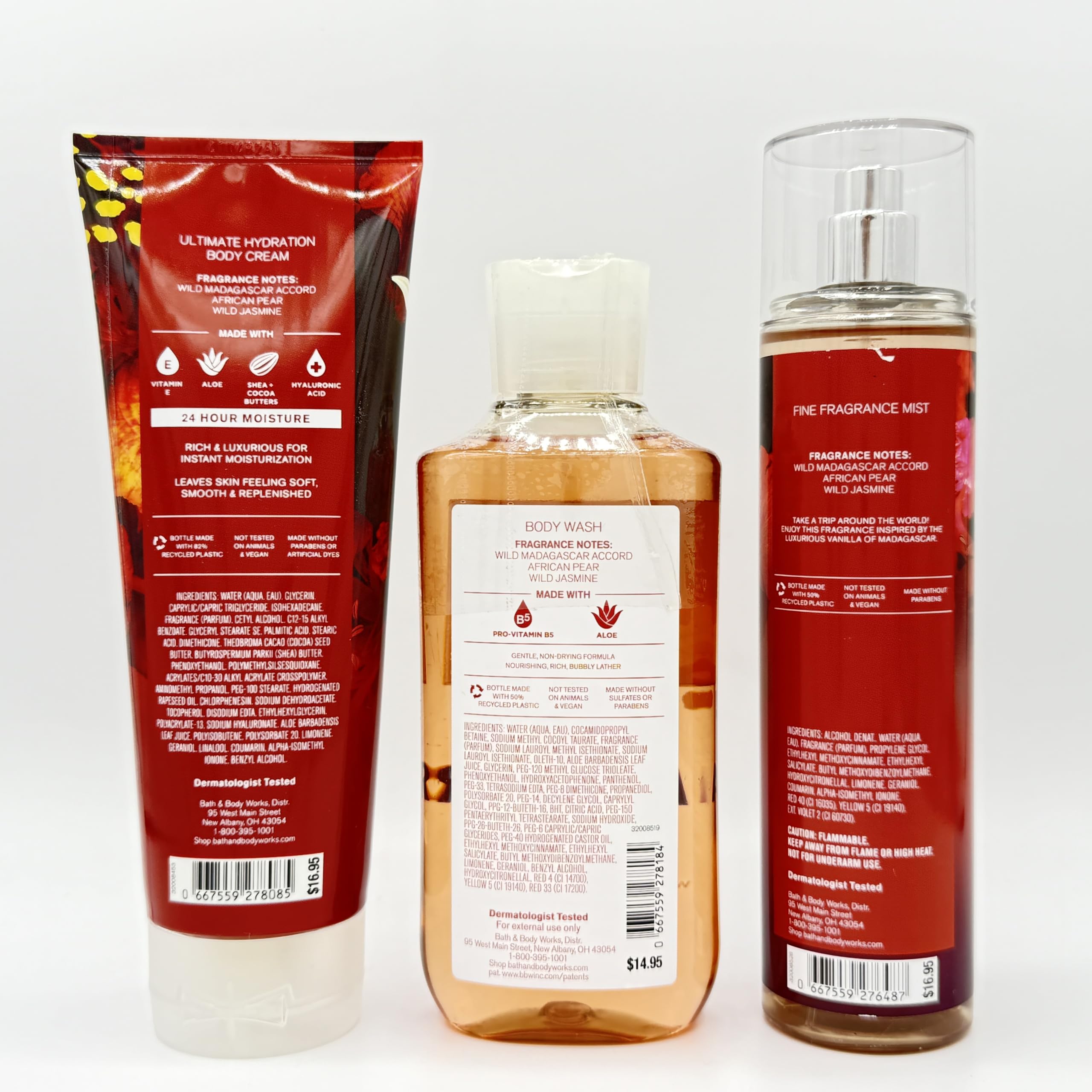Wild Madagascar Vanilla 3-Piece Bath & Body Gift Set - Hydrating Body Cream, Shower Gel & Fragrance Mist for Dry Skin | Perfect for Spa Day, Self-Care Routine & Luxurious Gift Giving