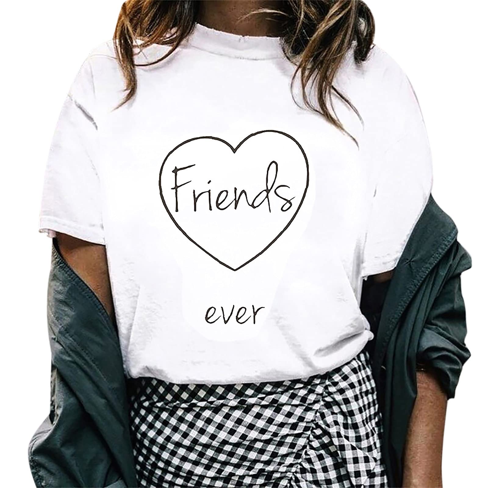 Stylish Plus Size Women's Summer T-Shirt - Cute Letter Print Short Sleeve Blouse Top in White | Perfect for Casual Wear, Beach Outings & Summer Vacations