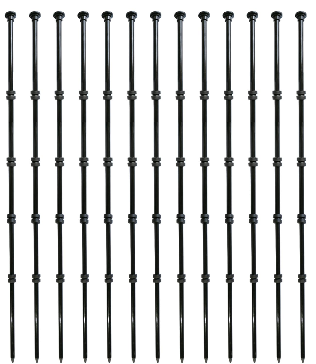 Fercery 3.1Ft Heavy Duty Fiberglass Garden Fence Posts - 20 Pack Black (11mm Diameter) for Plant Support, Temporary Fencing, Animal Barrier, Snow Fence - Adjustable Height for Gardens, Farms & Landscaping