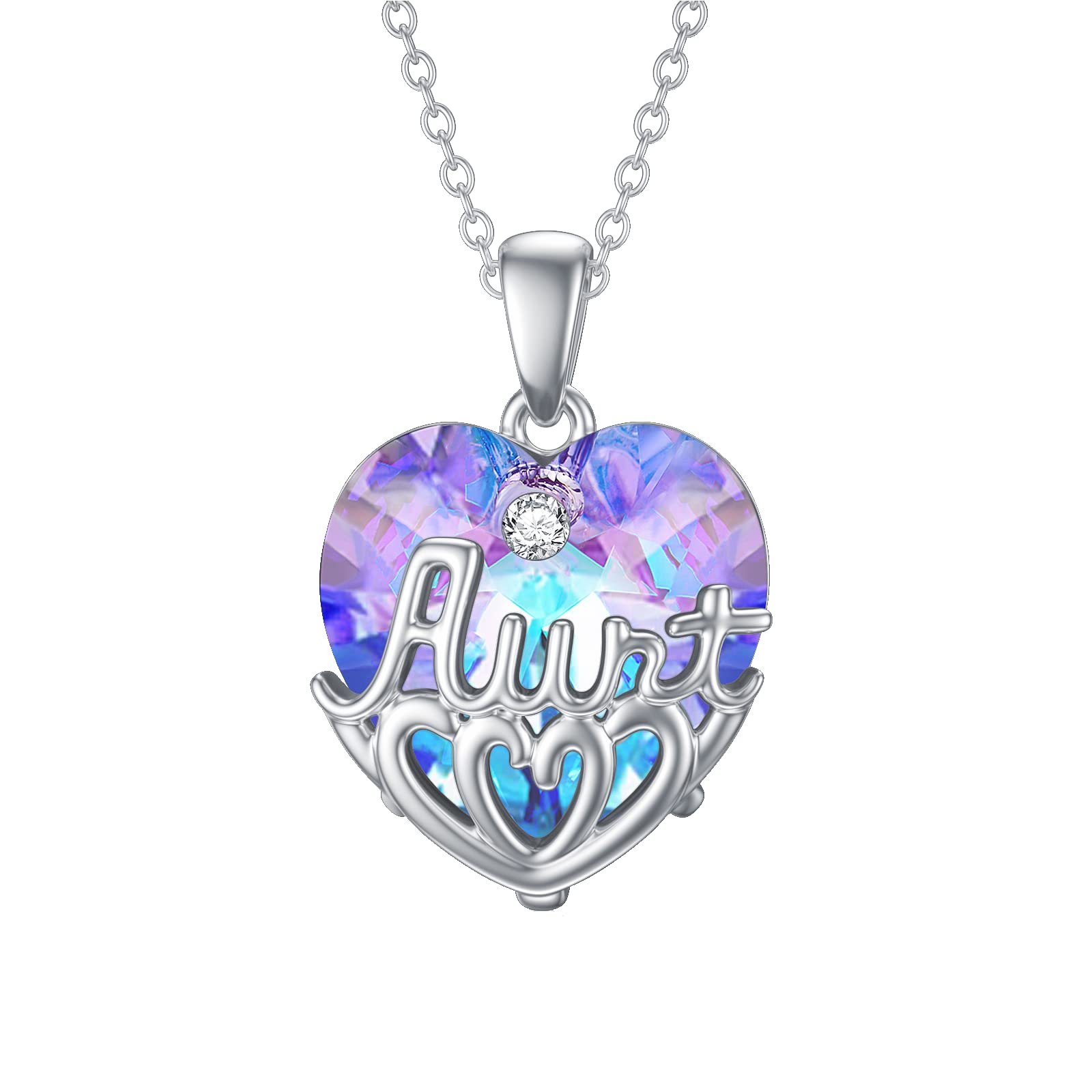 925 Sterling Silver Heart Crystal Necklace for Women - Elegant Aunt & Niece Jewelry Set, Perfect Birthday Gift for Her, Girls, Auntie & Niece | Ideal for Special Occasions, Family Bonding & Heartfelt Gifts