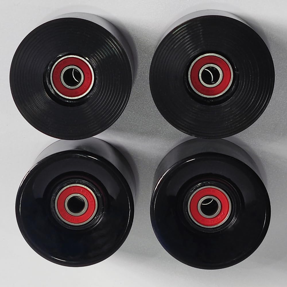 60mm Cruiser Wheels 80A with ABEC-9 Bearings, Spacers, Riser Pads, and Hardware Screws - Perfect for Cruiser Skateboards, Penny Boards, and Urban Commuting