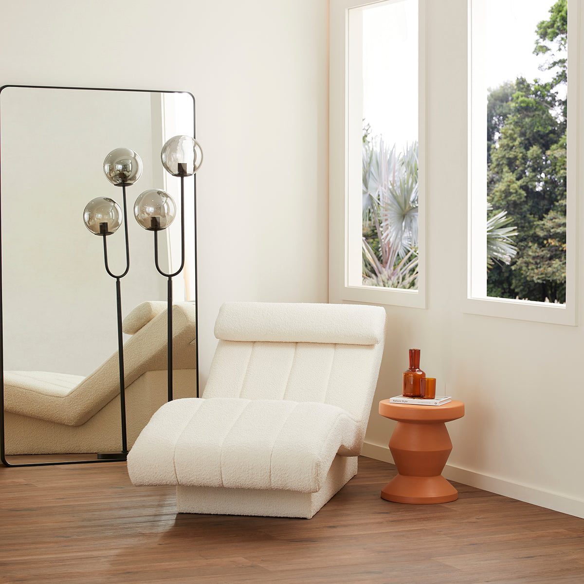Flynn Curve Leaner Mirror - Full-Length Floor Mirror with Adjustable Tilt, Modern Home Decor for Bedroom, Living Room & Entryway - Perfect for Outfit Checks, Selfies & Room Styling