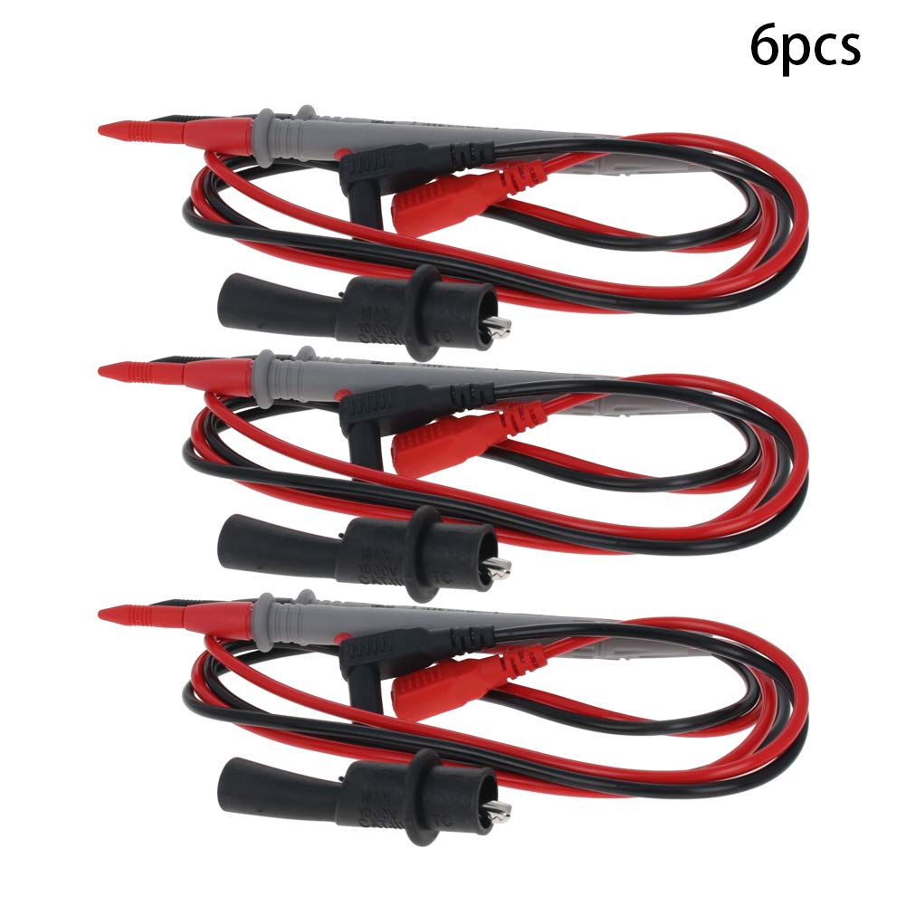 Fielect Digital Multimeter Test Leads with Alligator Clips - 6PCS High-Quality Multimeter Probe Tester Wire Pen Cable for Electrical Testing, DIY Repairs, and Automotive Diagnostics