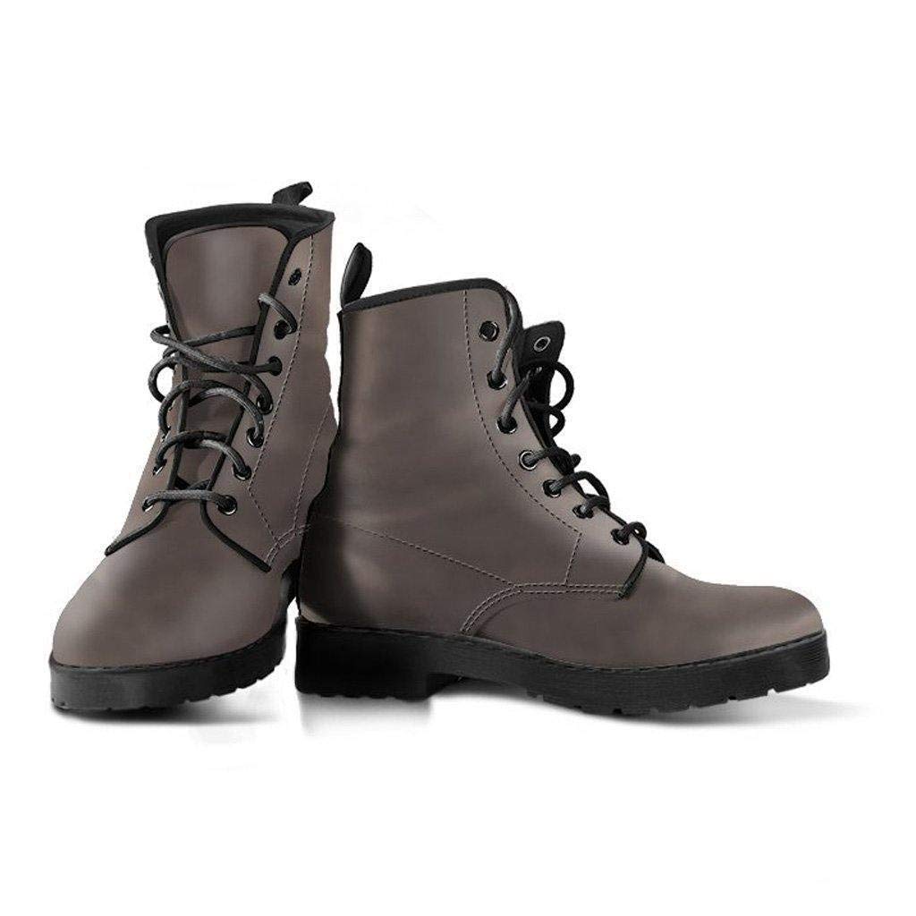 Taupe Granite Memory Foam Boots for Women - All Season Lace Up Combat Boots with Vegan Leather - Comfortable & Stylish for Outdoor, Hiking, and Casual Wear