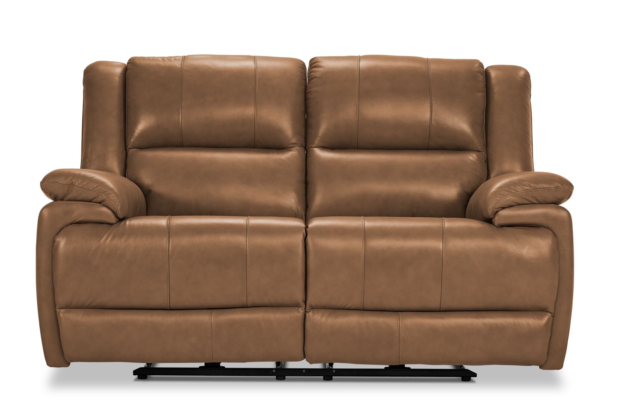 Allie Leather Dual Power Reclining Loveseat - Genuine Leather, Adjustable Headrest & Lumbar Support - Perfect for Living Room, Home Theater & Small Spaces (Canyon Brown)