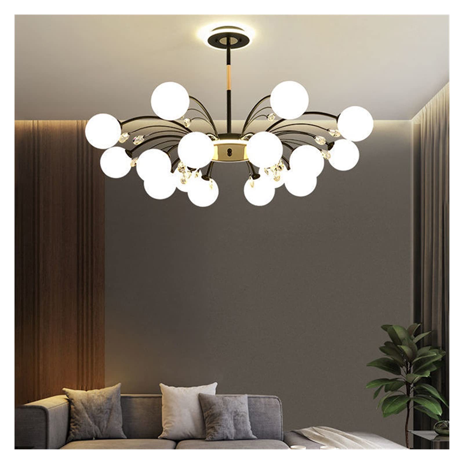 Modern LED Chandelier - Nordic Style Glass Ball Pendant Light with Gold/Black Finish for Dining Room & Living Room Decor | Energy Efficient Warm White Lighting | Perfect for Home, Restaurant and Office Spaces