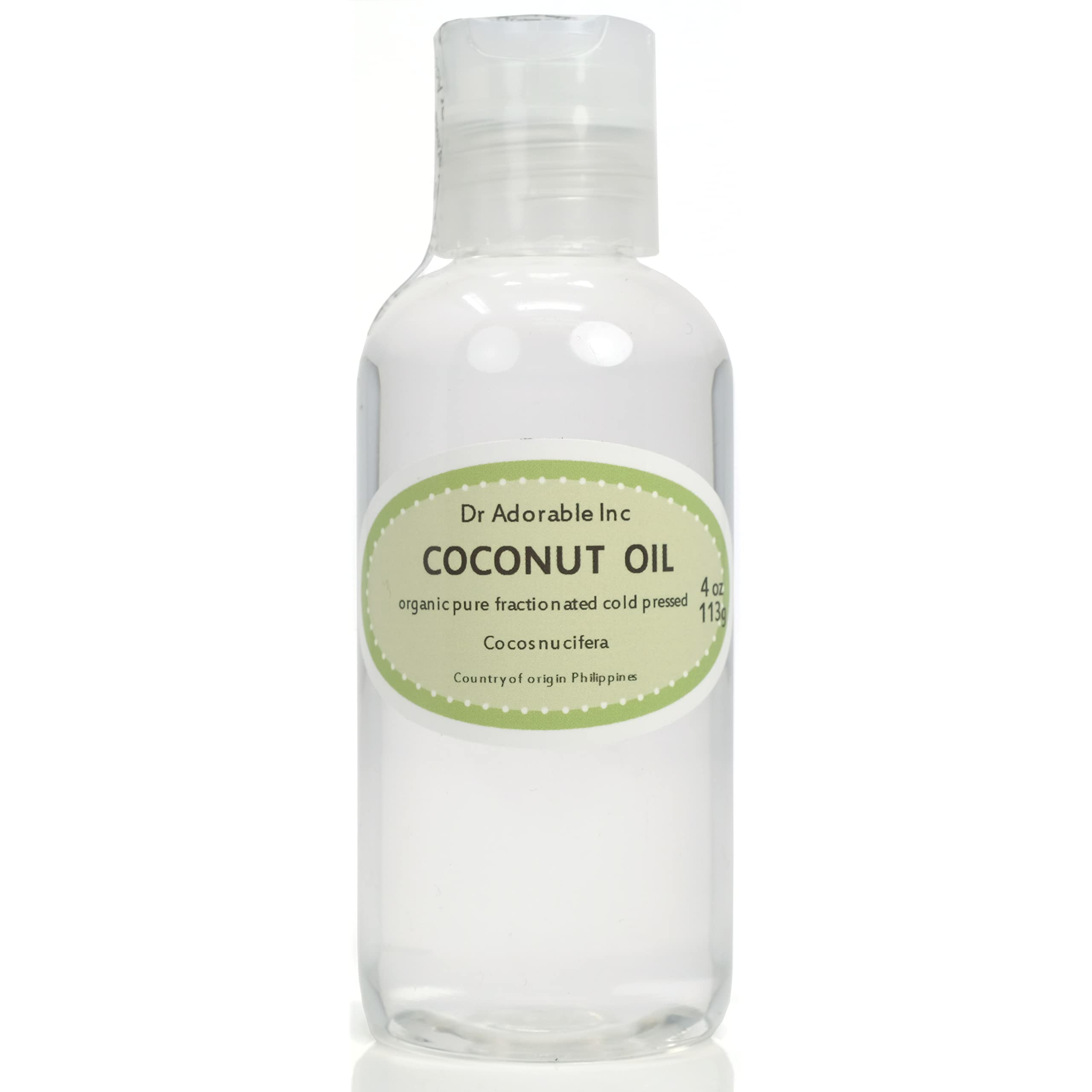Organic Pure Fractionated Coconut Oil 4 Oz - Lightweight & Non-Greasy for Massage, Hair Care & Skin Moisturizing