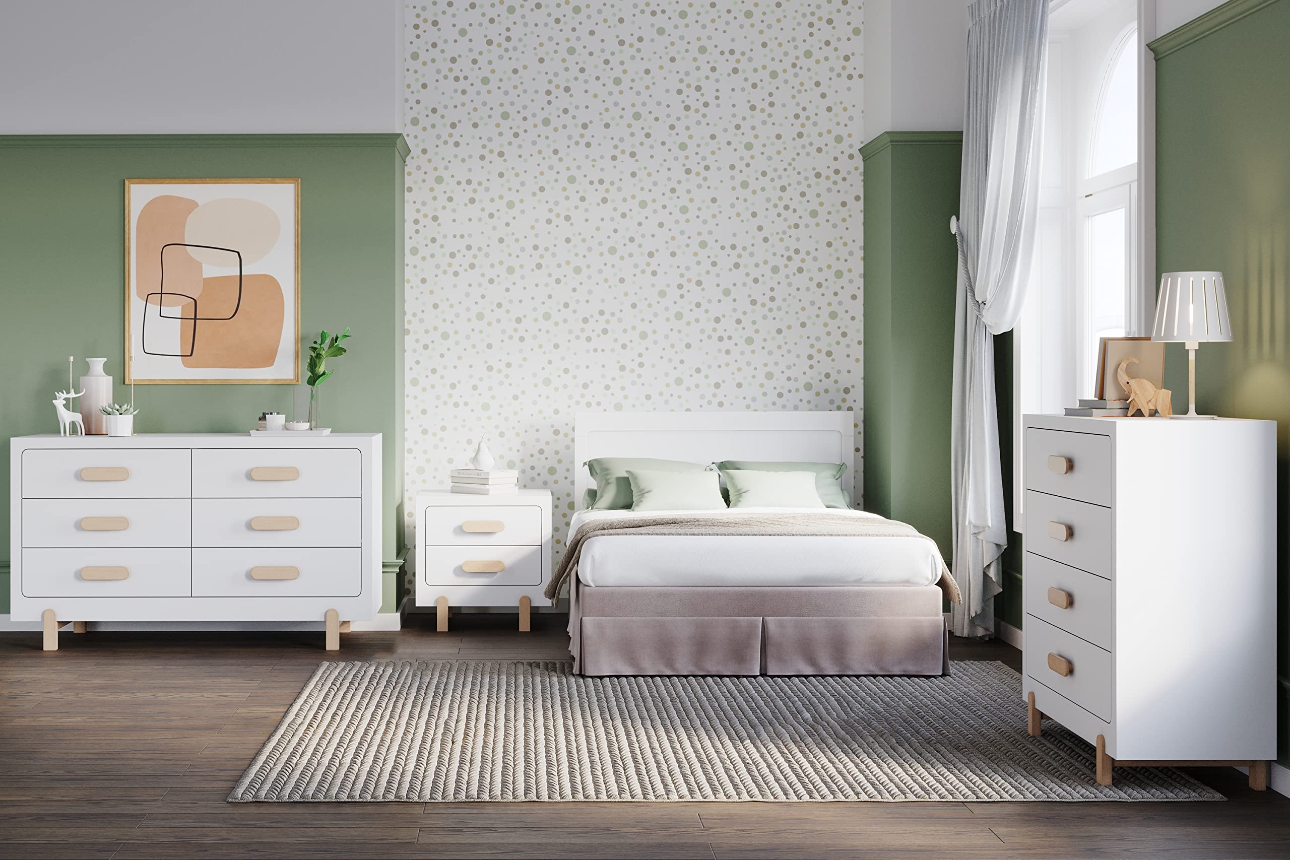 Child Craft Park Heights 2-Drawer Nightstand - Sturdy Pinewood Nursery & Bedroom Side Table with Large Storage | Made in USA | Fully Assembled Matte White | Perfect for Kids' Rooms, Guest Bedrooms & Small Spaces