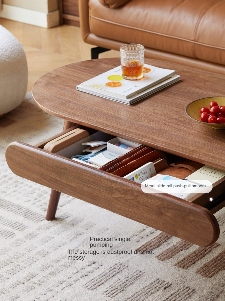 Premium Black Walnut Solid Wood Coffee Table - Modern Living Room Furniture for Capsule Apartments & Small Spaces - Perfect for Coffee, Reading & Relaxing