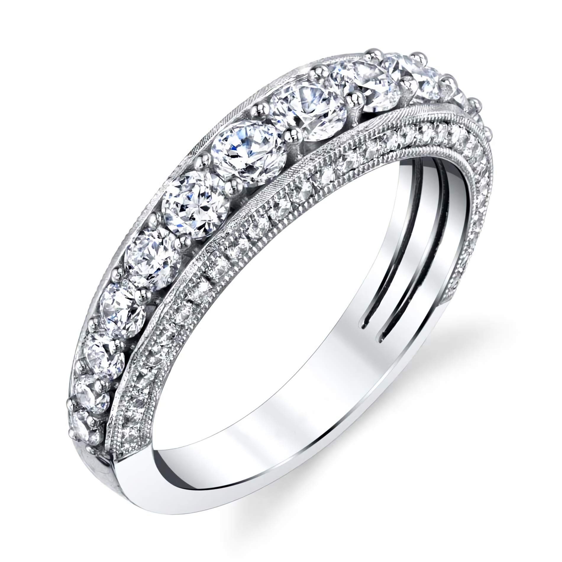 1.52 Carats Moissanite Wedding Band for Women - 10K/14K/18K Gold & Platinum Plated Silver Engagement Ring | Perfect for Bridal, Anniversary, and Special Occasions