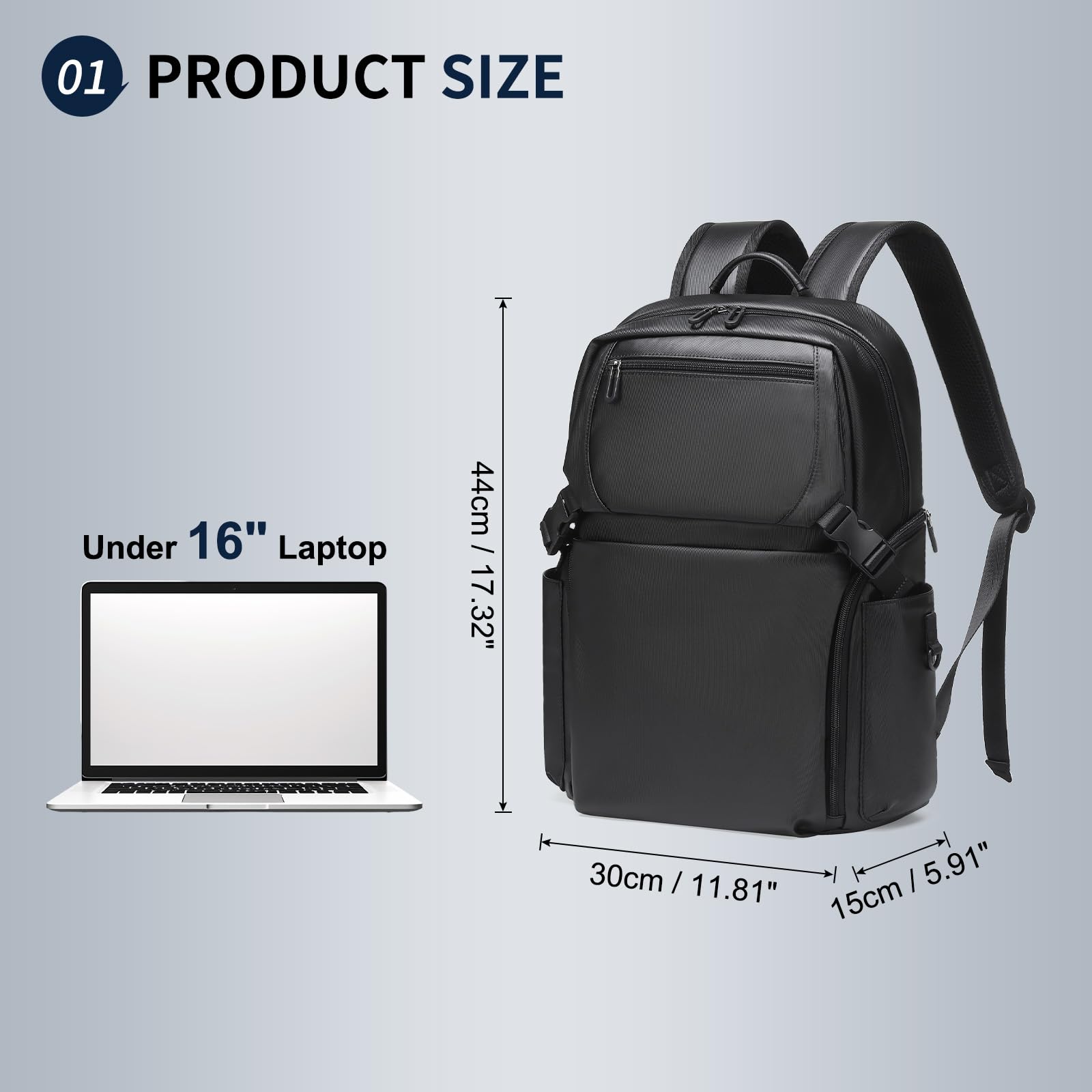 Airline Approved 30L Laptop Backpack for Men & Women - Fits 16 Inch Laptops, Oxford Carry-On Luggage - Perfect for Travel, Business, Work & Daily Commute (Black)
