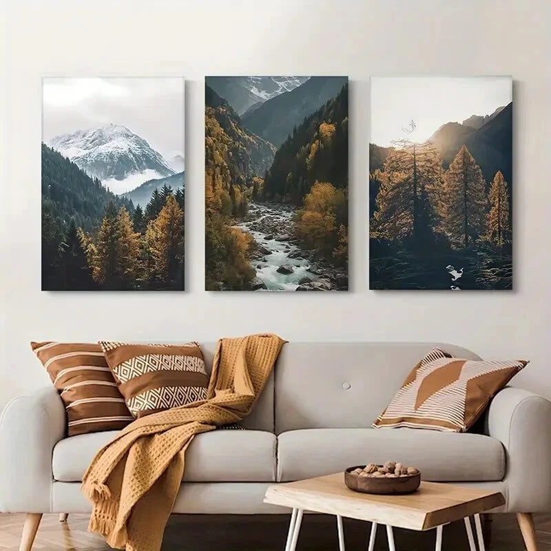 3-Piece Metal Wall Art Print - Stunning Mountain Peaks & Snowy Landscapes - Ready to Hang Home Decor for Living Room, Bedroom or Office