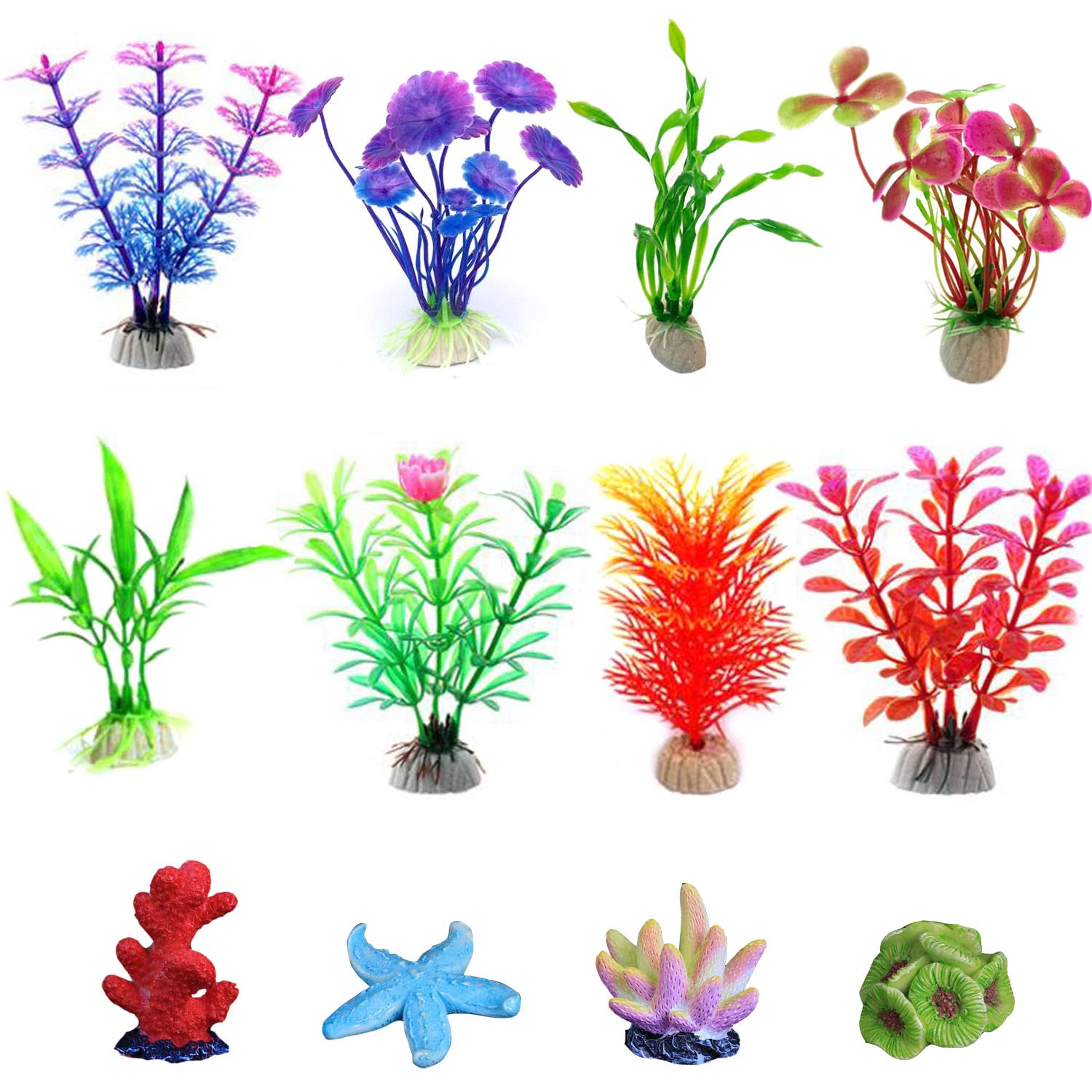 12pcs Artificial Aquarium Plants - Lifelike Fish Tank Decor for Home & Office