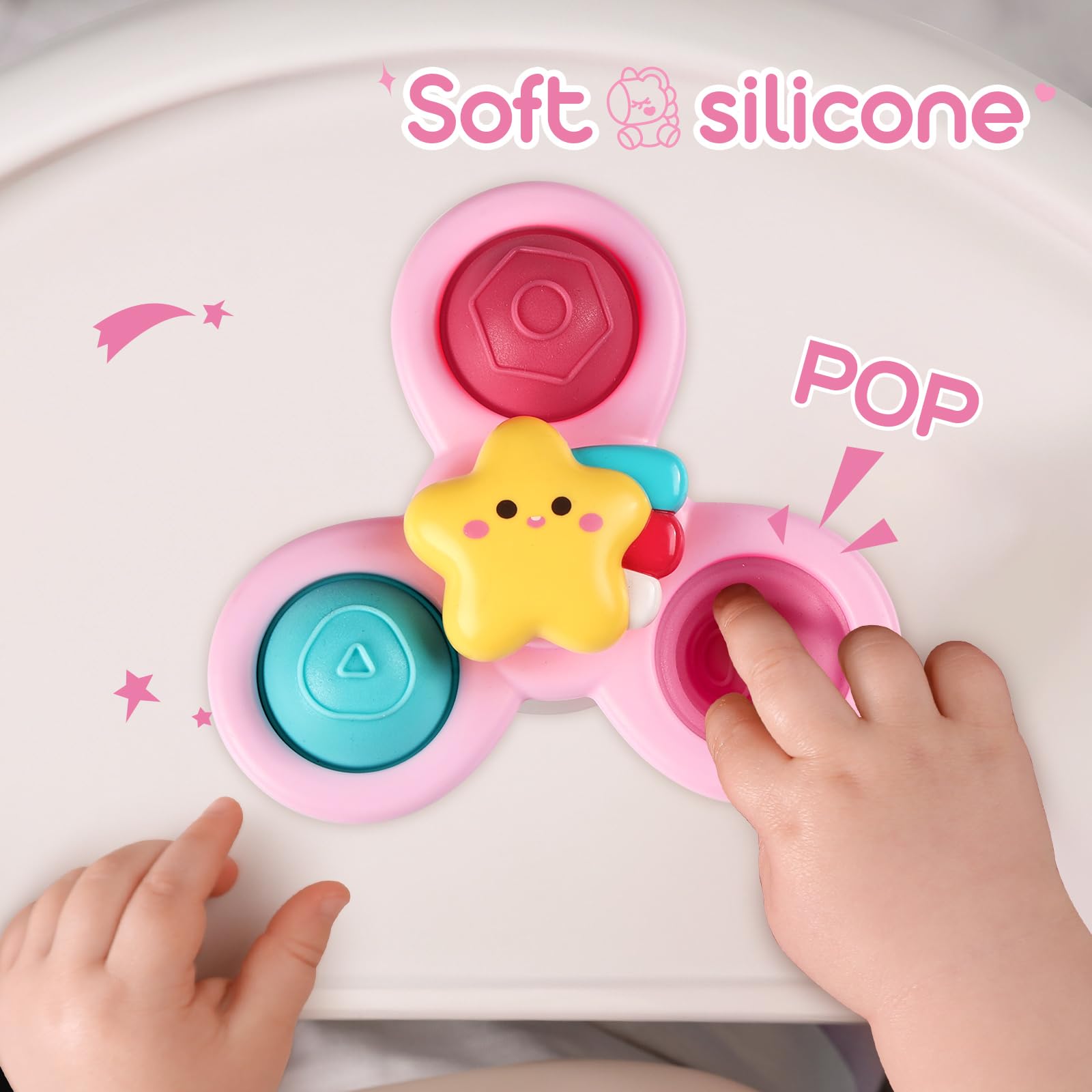 ALASOU 3PCS Pop Suction Cup Spinner Toys for Toddlers 1-3 Years - Sensory Bath Toys & Novelty Spinning Tops for 1 Year Old Boys Girls - Perfect Baby Shower Gift & 12-18 Month Birthday Present - Fun Learning Toy for Bathtime, Playtime & Early Childhood Development